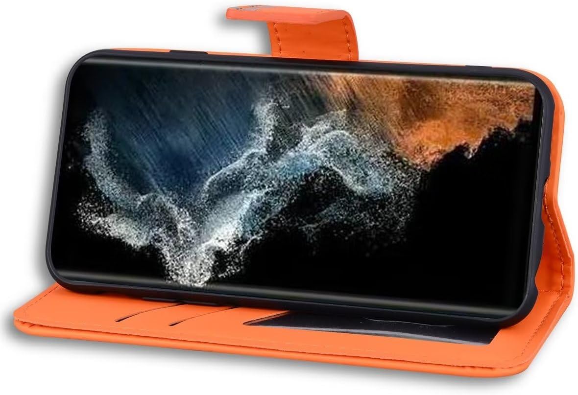 Thumbnail 3 de Ailisi Wallet Hülle für Samsung Galaxy S25 Ultra – Kartenfach, Ständer & magnetischer Verschluss (Orange, Cartoon PU Leder)