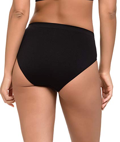 Detalle de Channo Bragas de Algodón y Bambú para Mujer, Talle Alto, Sin Costuras, Pack 6 (Colores Lisos) – Talla L