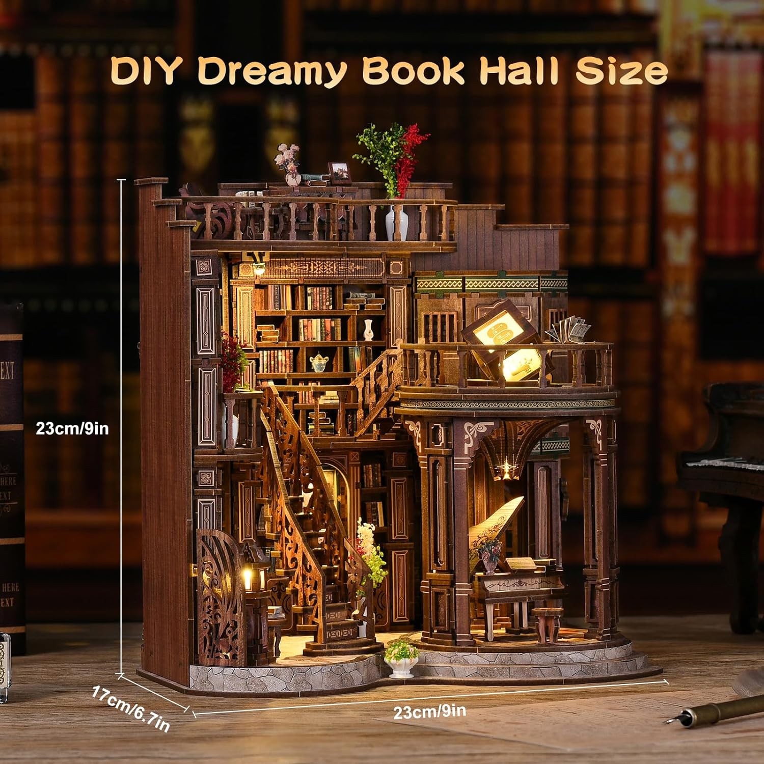 Detalle de 3DVASE Book Nooks for Adults DIY Miniature Dollhouse Book Nook Kit with LED Light (888-piece)