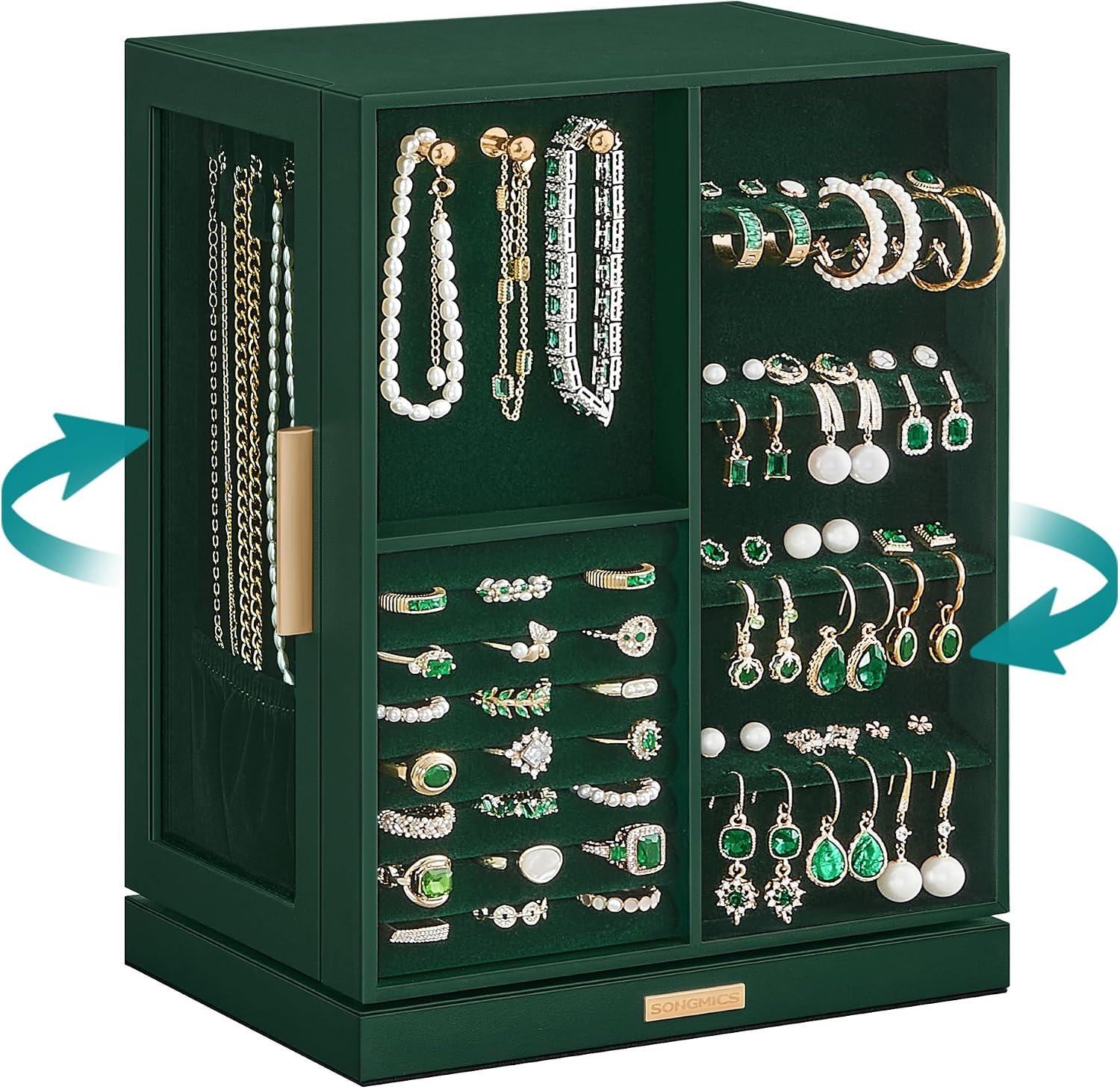 Thumbnail 6 de SONGMICS Jewellery Box 360° Rotating 17x27x33cm