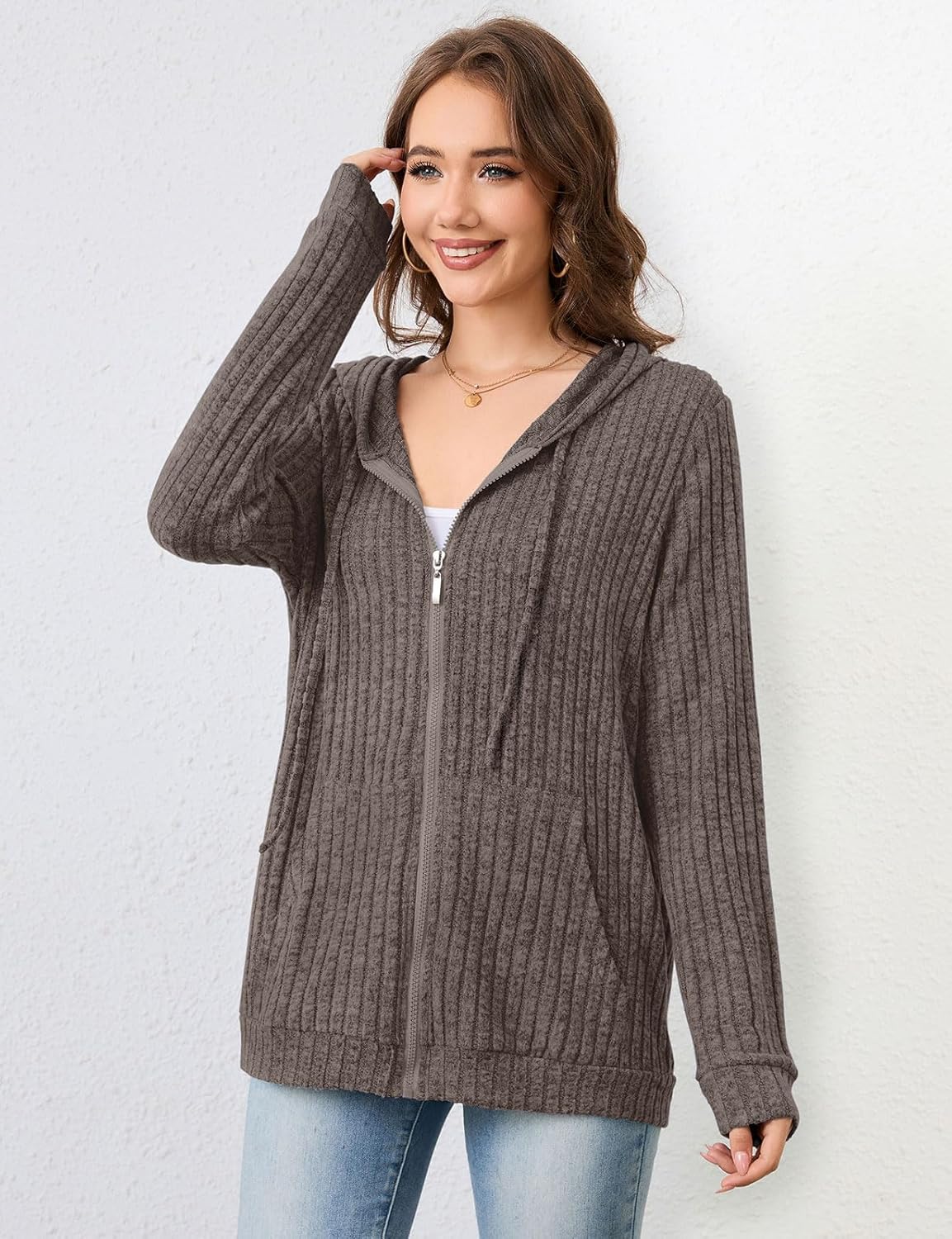 Thumbnail 2 de Flikity Womens Cardigans Zip Up Hoodies with Large Pockets – Lightweight Casual Jacket
