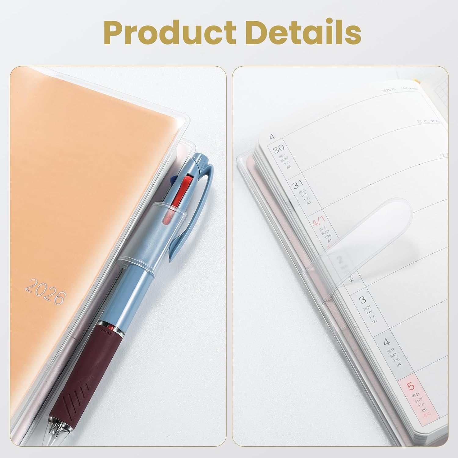 Detalle de DILVREWA Clear Cover for Hobonichi Weeks 2026 Planner, PVC with Pen Holder