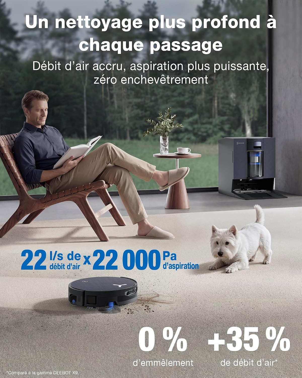 Detalle 2 de ECOVACS DEEBOT X12 OmniCyclone : robot aspirateur avec 22 000 Pa et pré-dissolution FocusJet