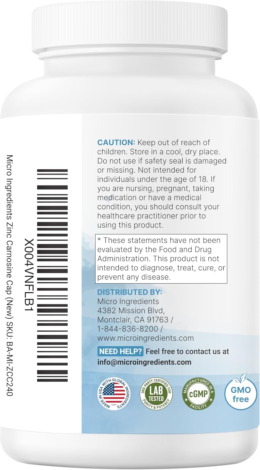 Thumbnail 6 de Micro Ingredients Zinc Carnosine Capsules, 240 Count