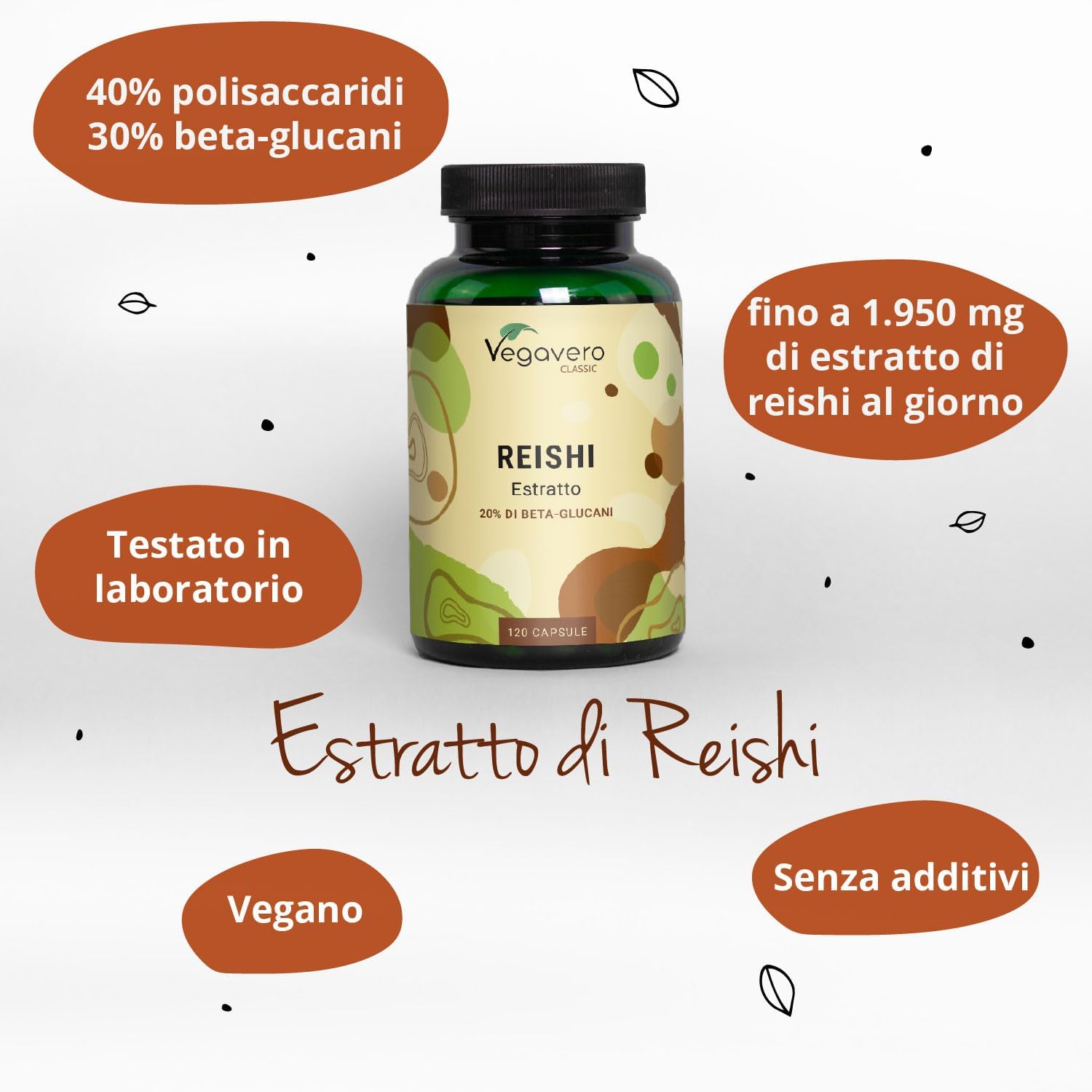 Thumbnail 1 de REISHI Vegavero 27.300 mg (14:1) – Estratto concentrato, 120 capsule vegane