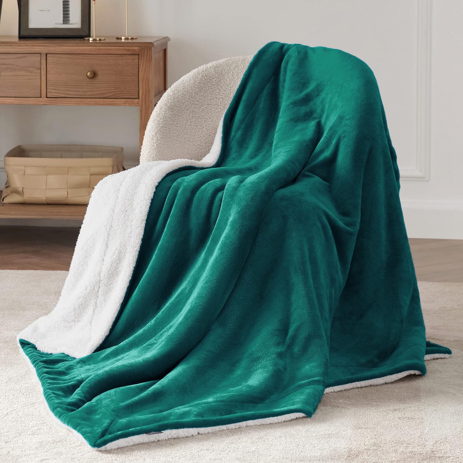 Detalle de BEDSURE Kuscheldecke 130x150 cm – Sherpa Fleecedecke 🛋
