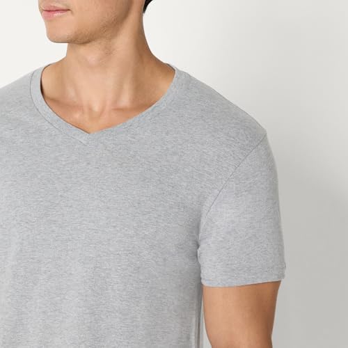 Detalle 2 de Amazon Essentials Tee Shirt Homme – Maillot de Corps Col V en coton respirant Lot de 6 (Bleu Marine / Gris Mix) – Taille M
