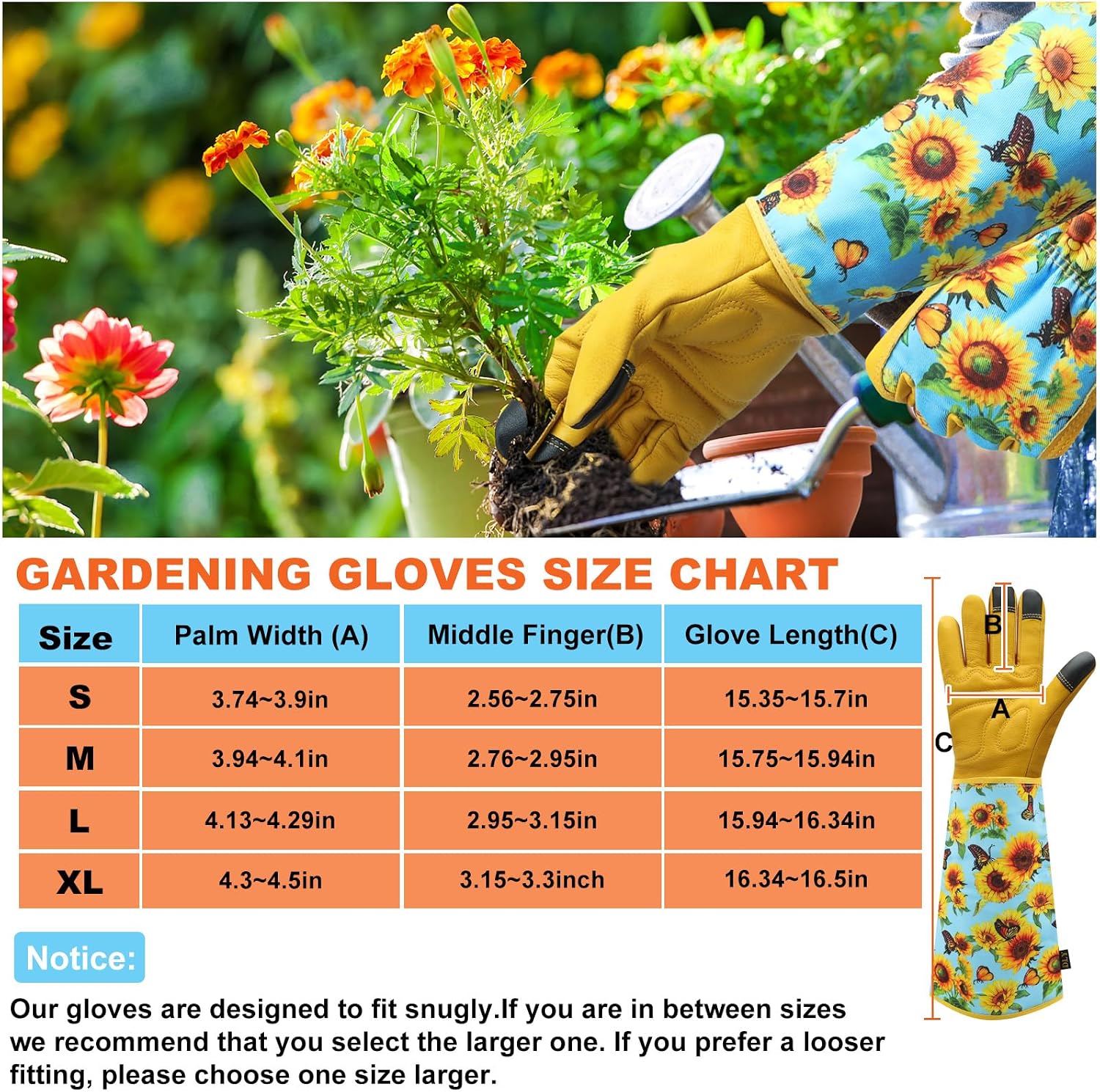 Detalle 2 de DLY Gardening Gloves for Women, Long Cowhide Rose-Pruning Gloves
