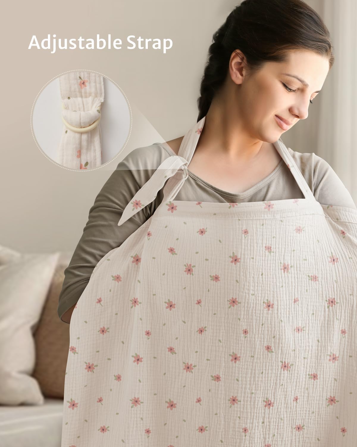 Thumbnail 5 de Blissful Diary Muslin Nursing Cover (Pink Floral) – Breathable and Private On-the-Go