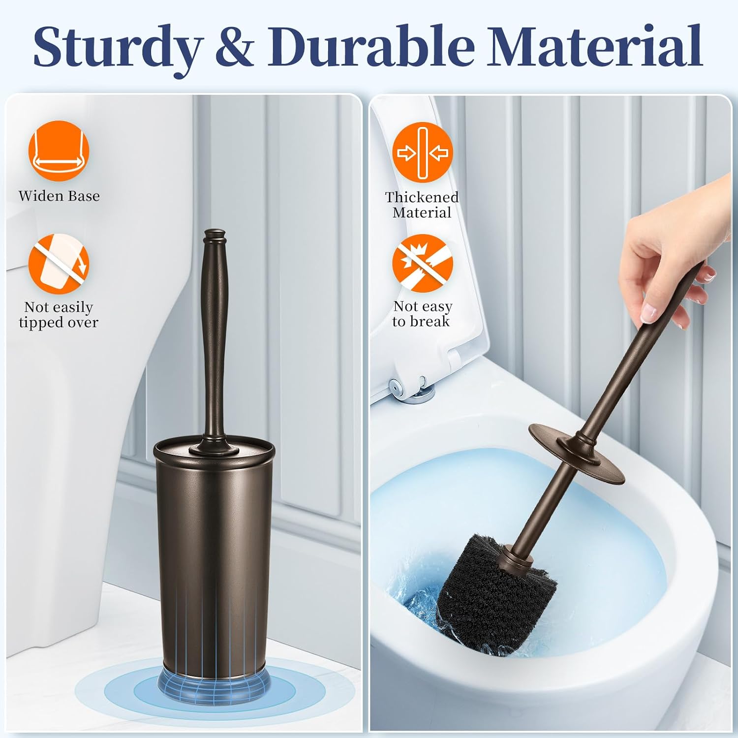 Thumbnail 4 de HAMITOR Toilet Bowl Brush Holder Set (2-Pack) in Bronze — Modern Hidden Caddy for Clean, Dry Bathrooms