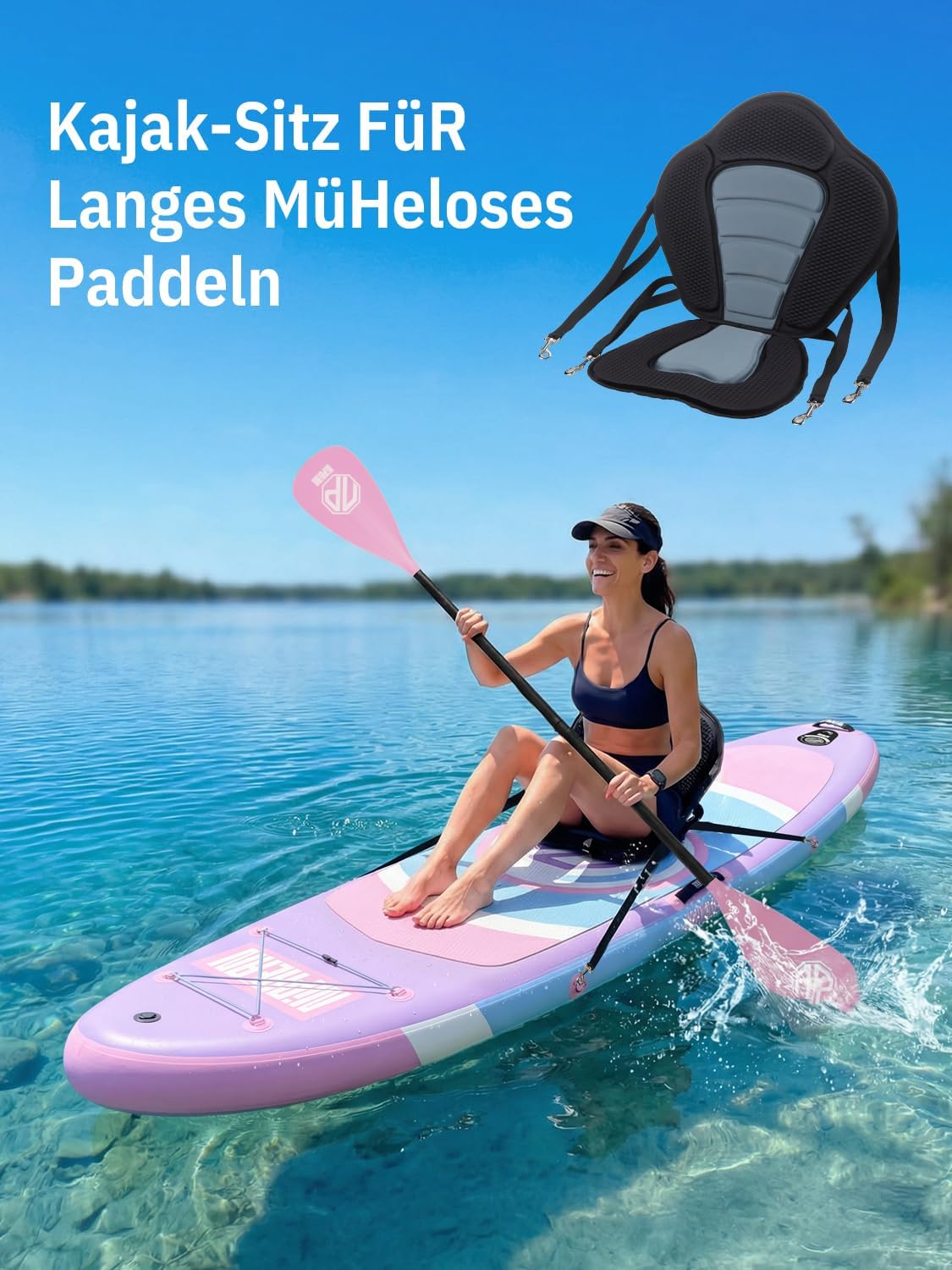 Detalle 2 de Niphean Stand Up Paddling Board mit Sitz (8 kg, 305×83×15 cm) – ultraleichtes SUP für Frauen, Yoga & Haustier-Freundlich
