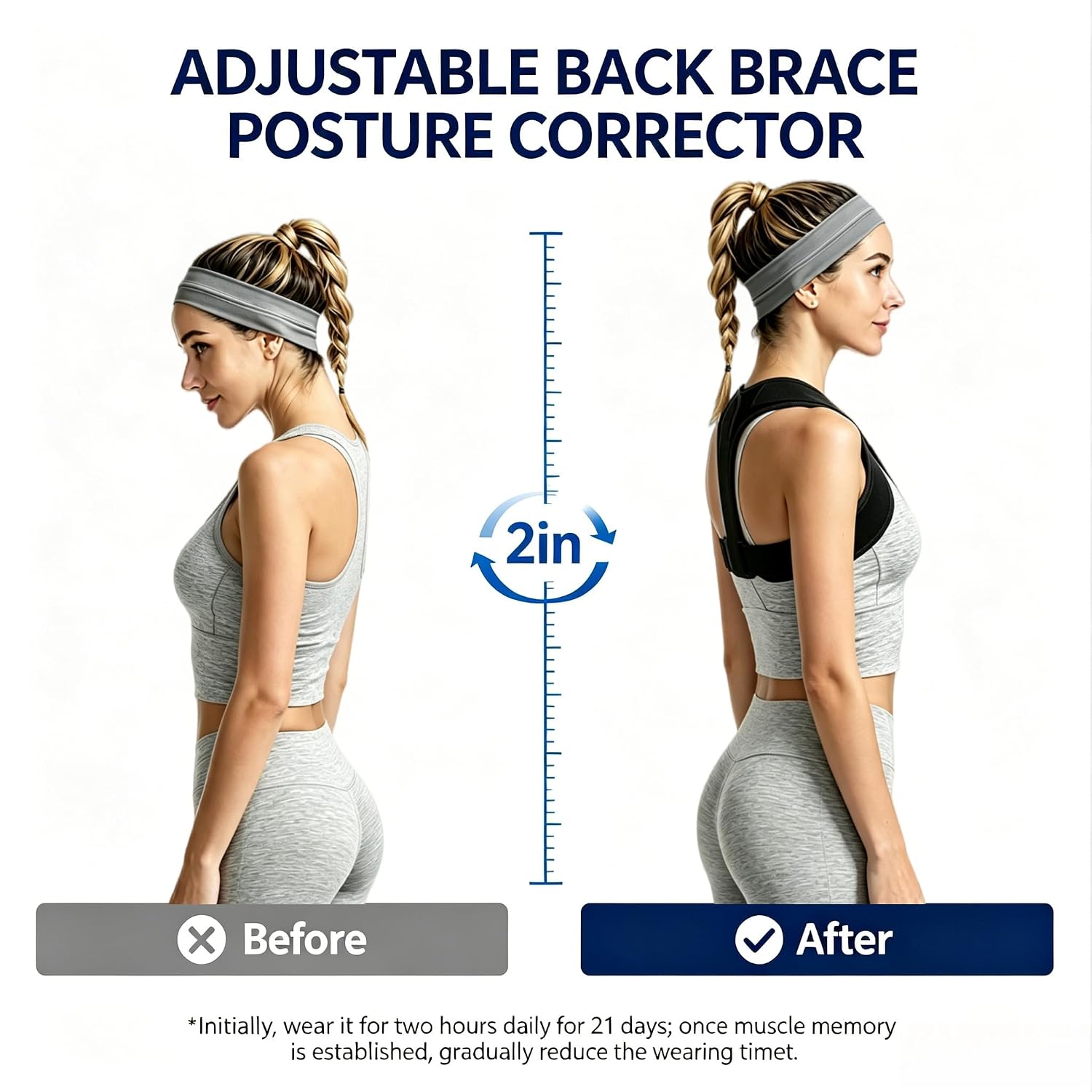 Detalle 2 de sundpik Adjustable Posture Corrector for Women and Men, Breathable Upper Back Brace