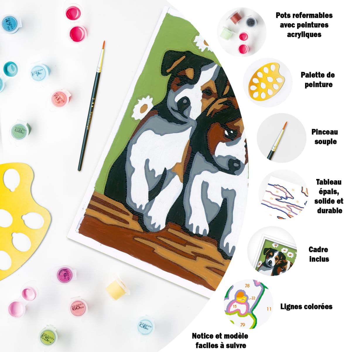 Detalle de Ravensburger CreArt Kids 8x12 cm - Numéro d'art Deux Petits Chiots - Kit de Peinture par numéros