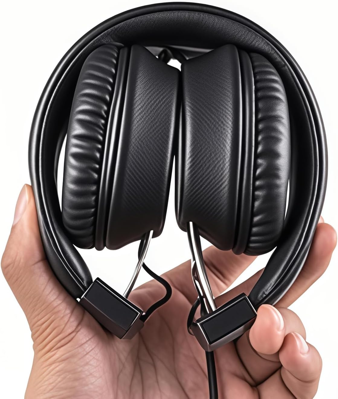 Detalle de Olyre Kids Headphones Wired with Microphone, 3.5mm Jack, Lightweight Foldable, Black