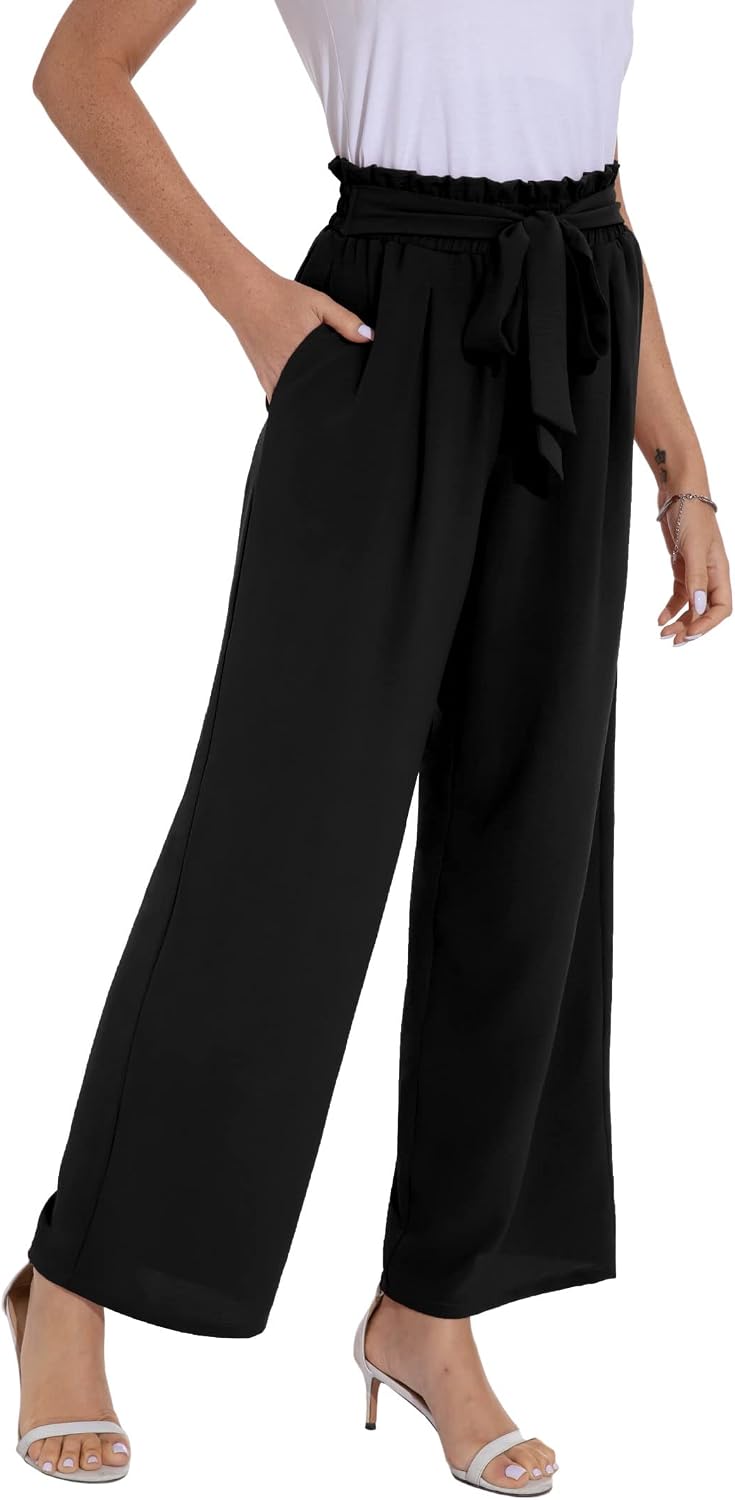 Thumbnail 5 de PrinStory Damen Hose mit weitem Bein – leichte Sommerhose mit elastischem Bund und Taschen