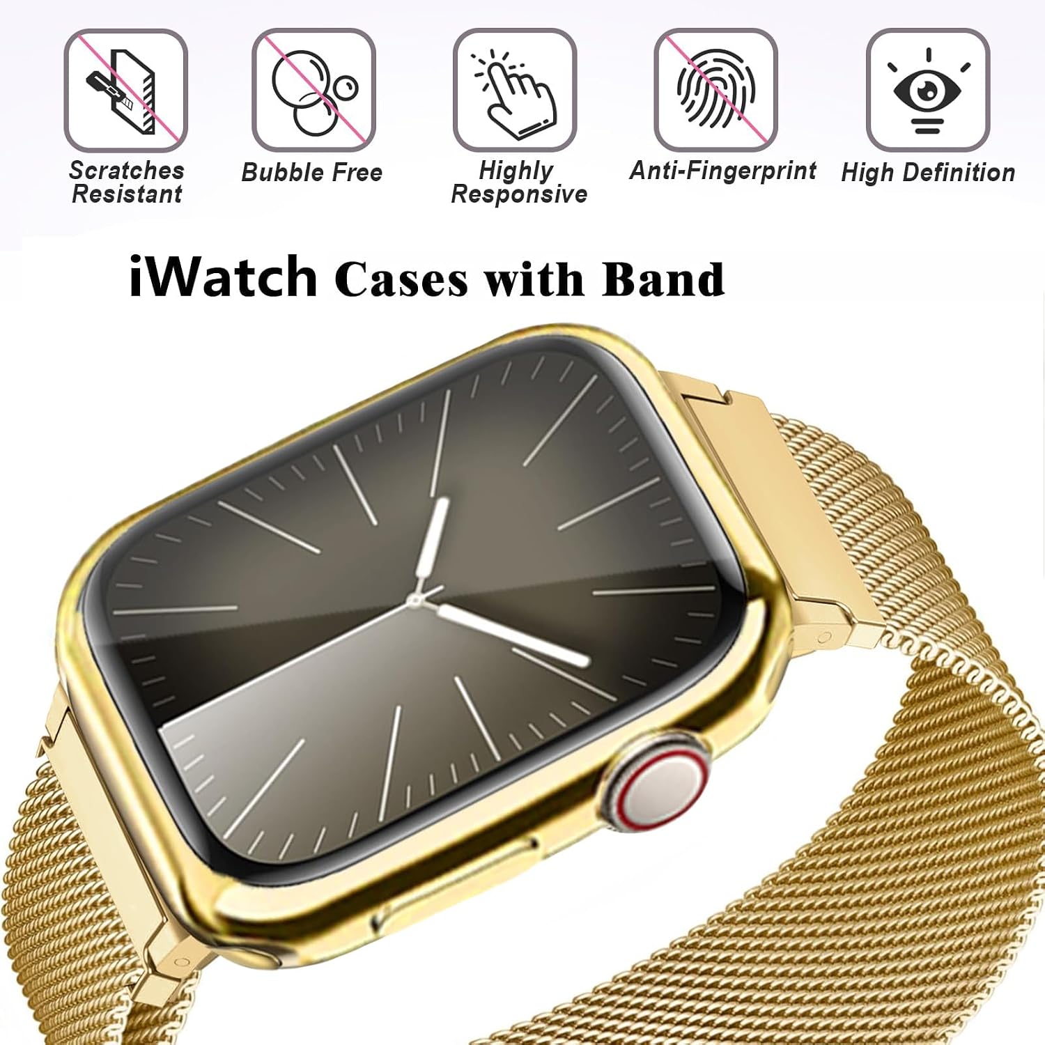 Detalle de Magnetic Band and Case for Apple Watch (40/41mm to 49mm) with Milanese Loop and Screen Protector
