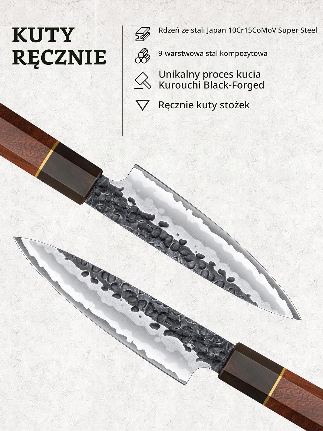Detalle de HOSHANHO 3-częściowy zestaw noży: nóż szefa, Santoku i do obierania