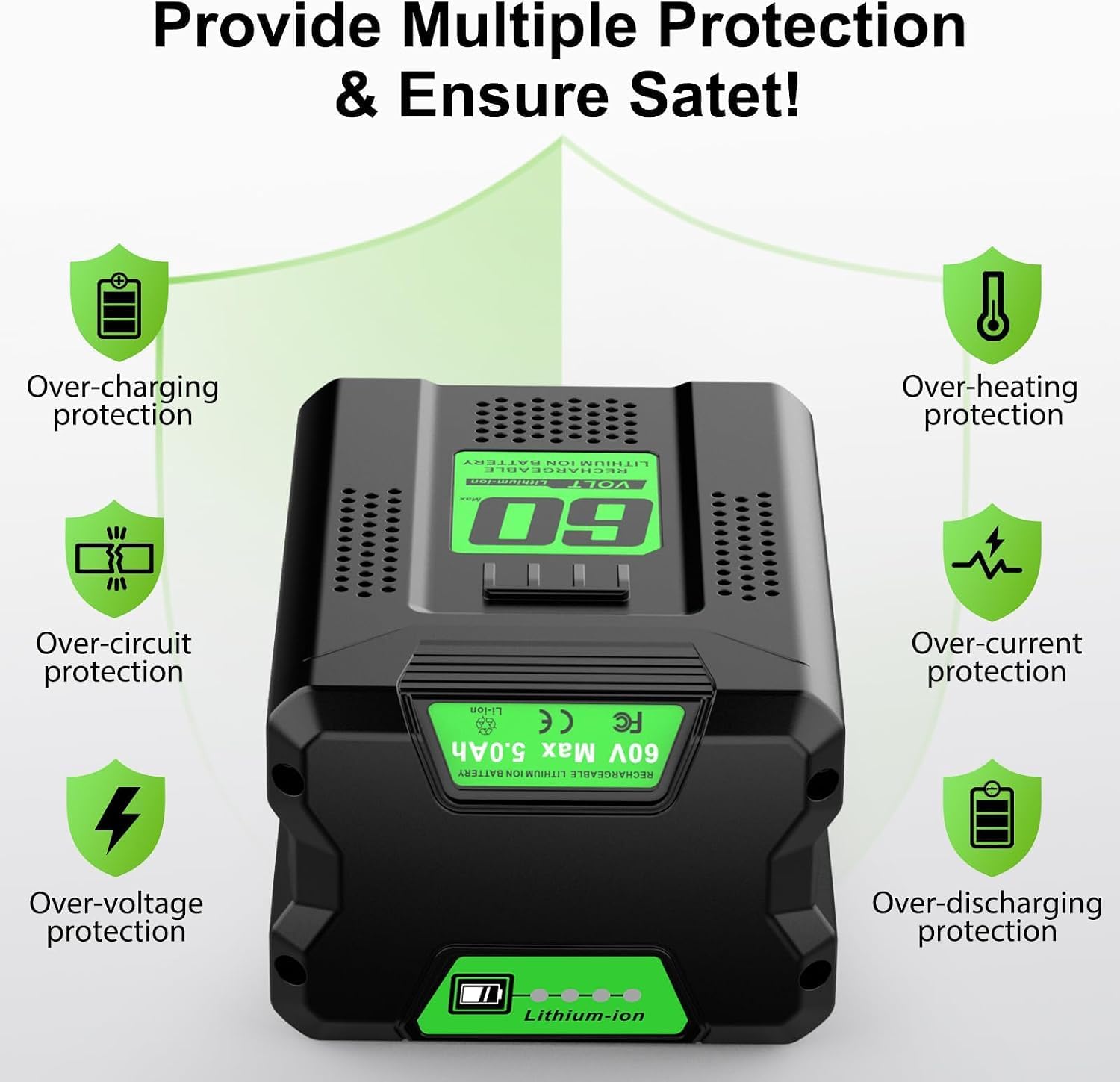 Detalle 1 de Vpment 60V 5.0Ah Replacement Battery for Greenworks Tools, Rechargeable NiMH