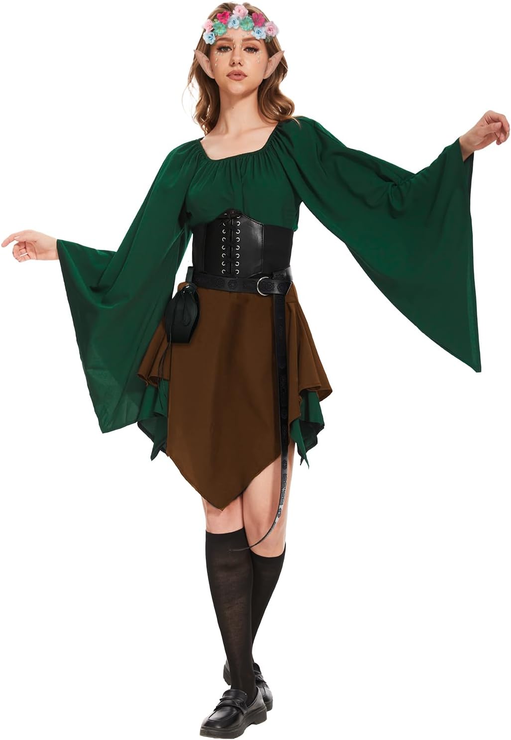 Detalle 2 de HODBLKT Women’s Elf Costume, 8-Piece Renaissance Irish Dress Set