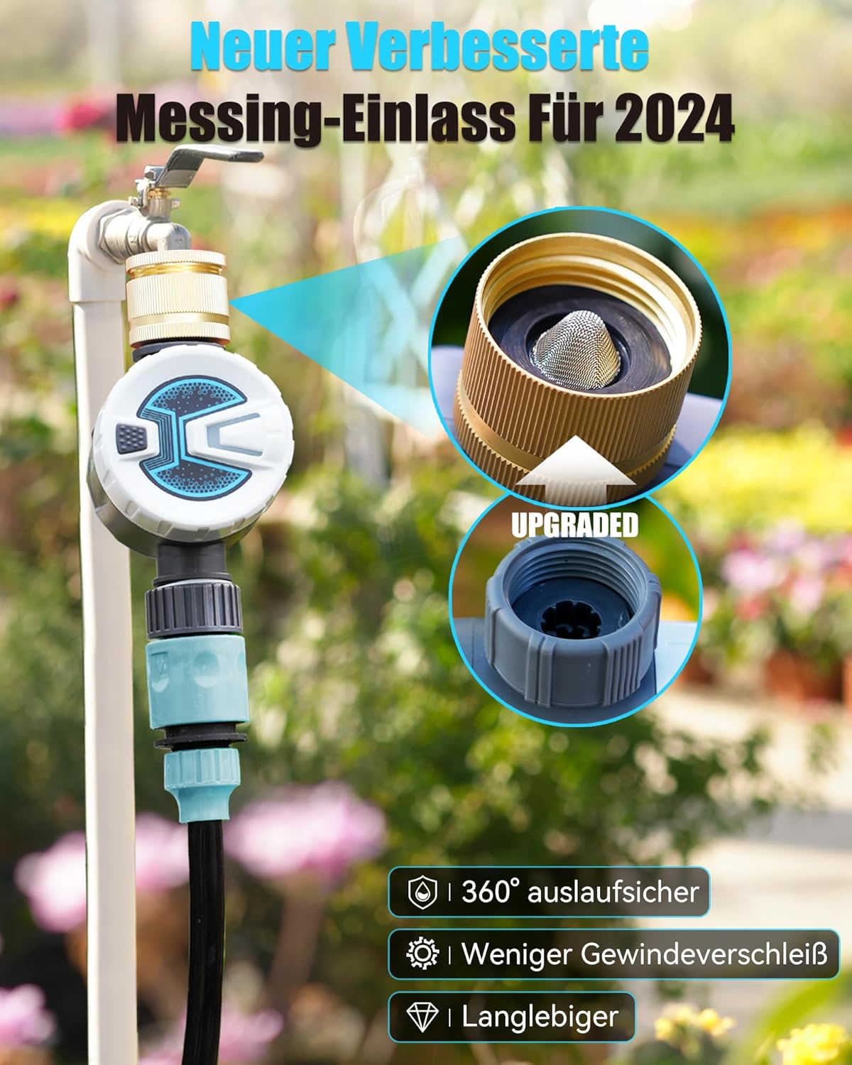 Thumbnail 1 de RAINPOINT Bewässerungscomputer WLAN mit Messing-Einlass, Zyklus-Soak-Modus und App-Steuerung (2,4 GHz WiFi & Bluetooth)