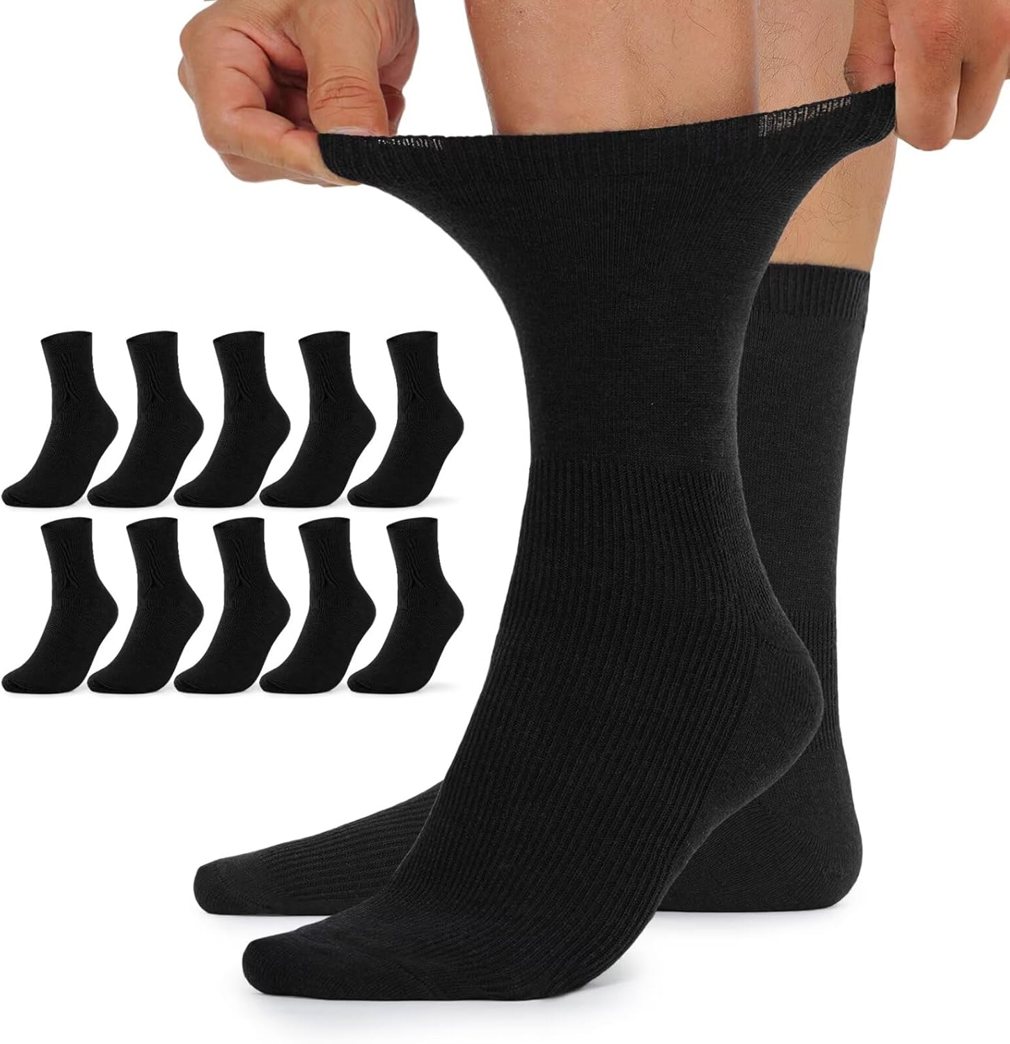 Detalle de TUUHAW 10 Paar Diabetikersocken ohne Gummibund – Herren & Damen mit Komfortbund aus Baumwolle