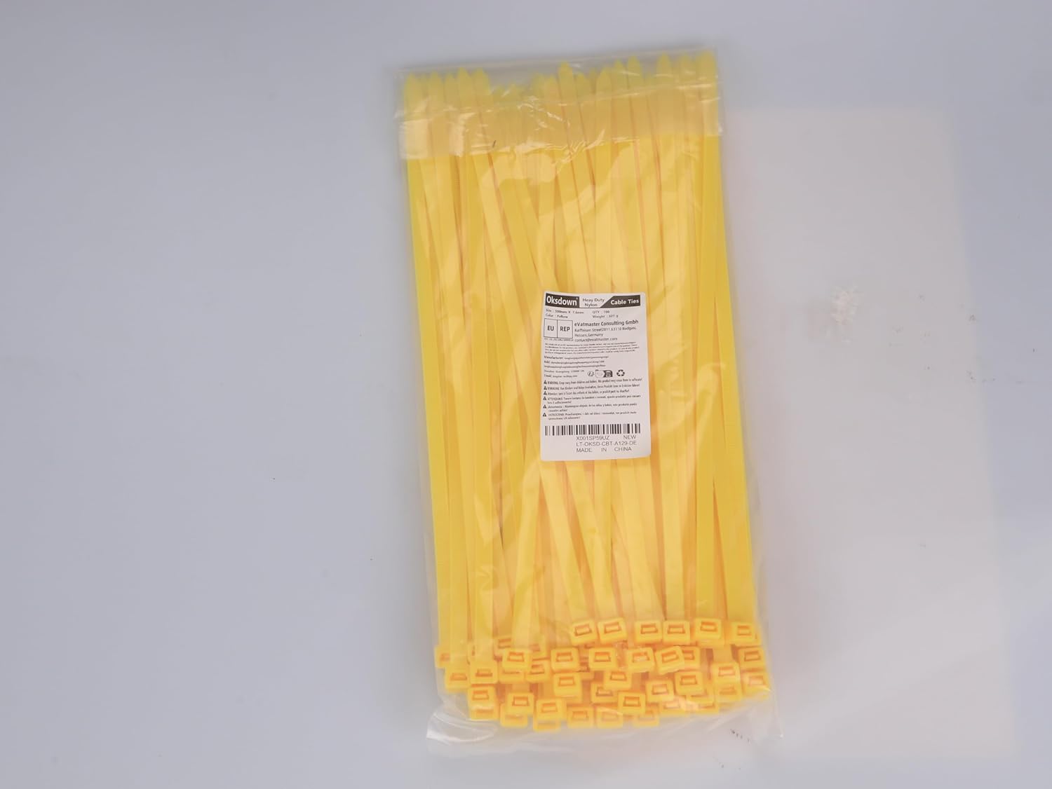 Detalle 2 de Oksdown 100 Pack Yellow Thick Cable Ties