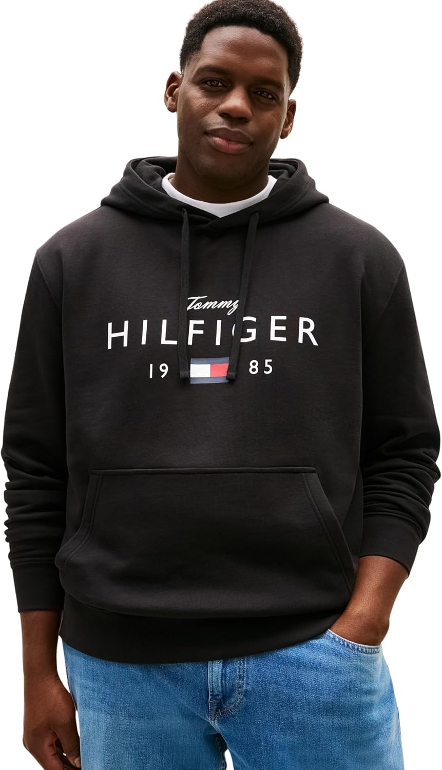 Detalle de Tommy Hilfiger men’s pullover hoodie for everyday wear