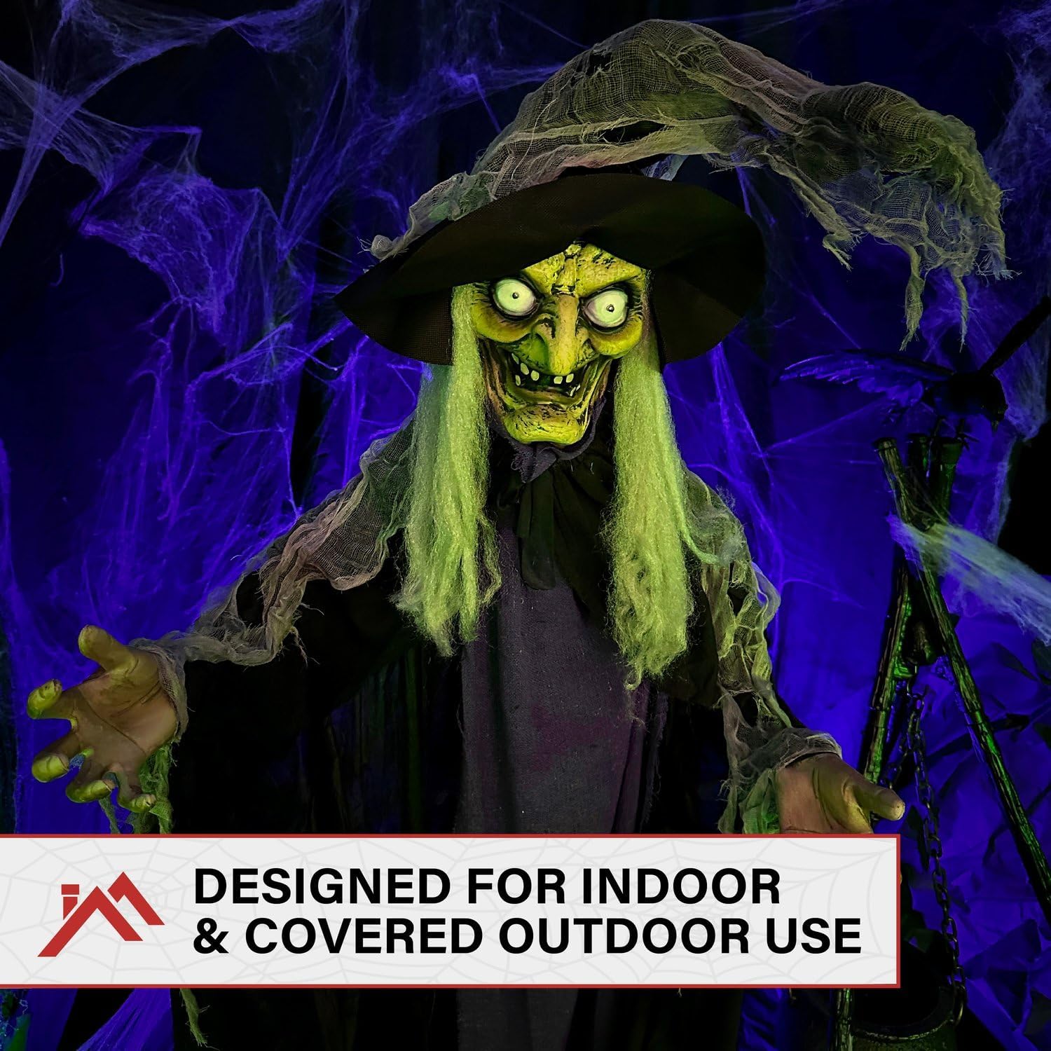 Thumbnail 3 de Haunted Hill Farm HHWITCH-27FLSA Life-Size Talking Witch Animatronic