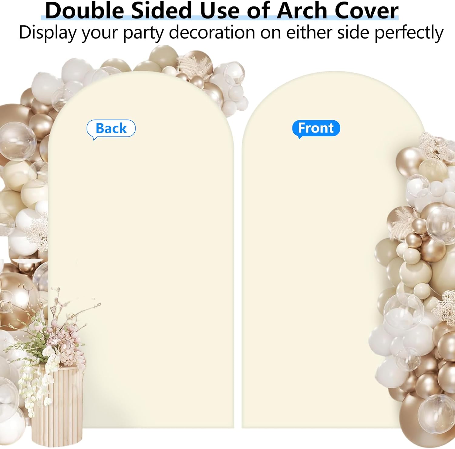 Thumbnail 5 de HEMMOTOP 7.2 ft Beige Arch Backdrop Cover (No Arch Stand) — Ivory Stretch Spandex Cover for Balloon & Event Arches