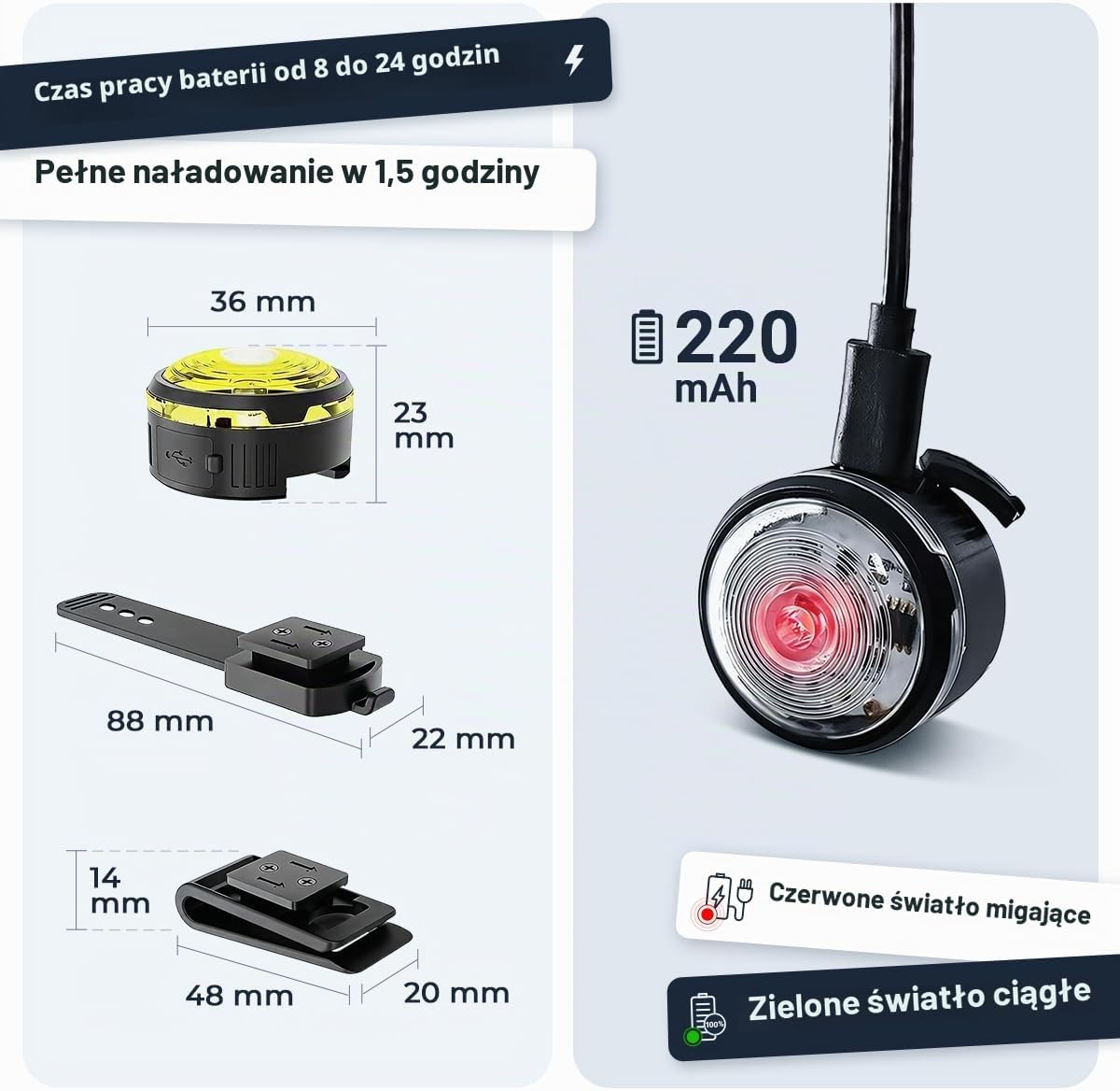 Detalle 2 de PAJ GPS, PAJ LIGHT MINI – zestaw 2 lampek LED dla psów i kotów, 7 kolorów