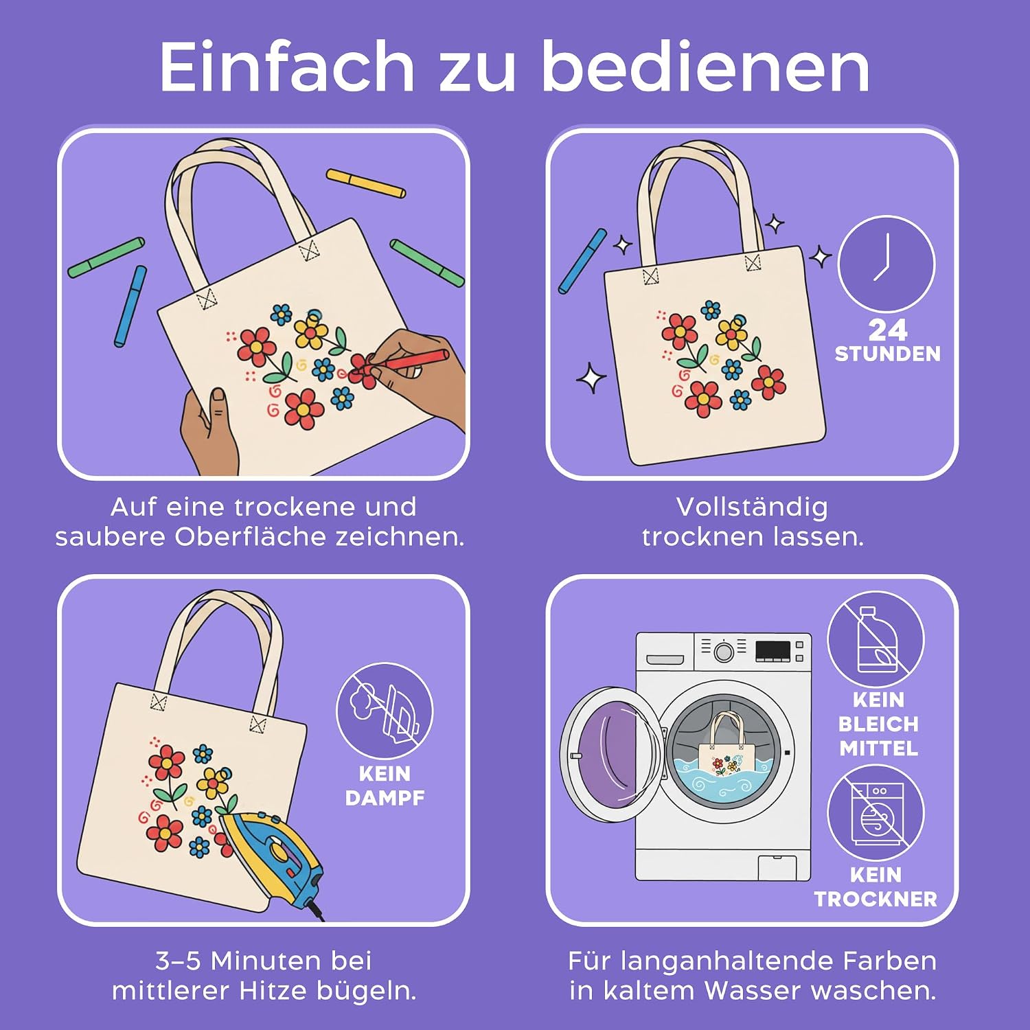 Thumbnail 5 de Zenacolor Textilstifte 26 Farben, waschfest