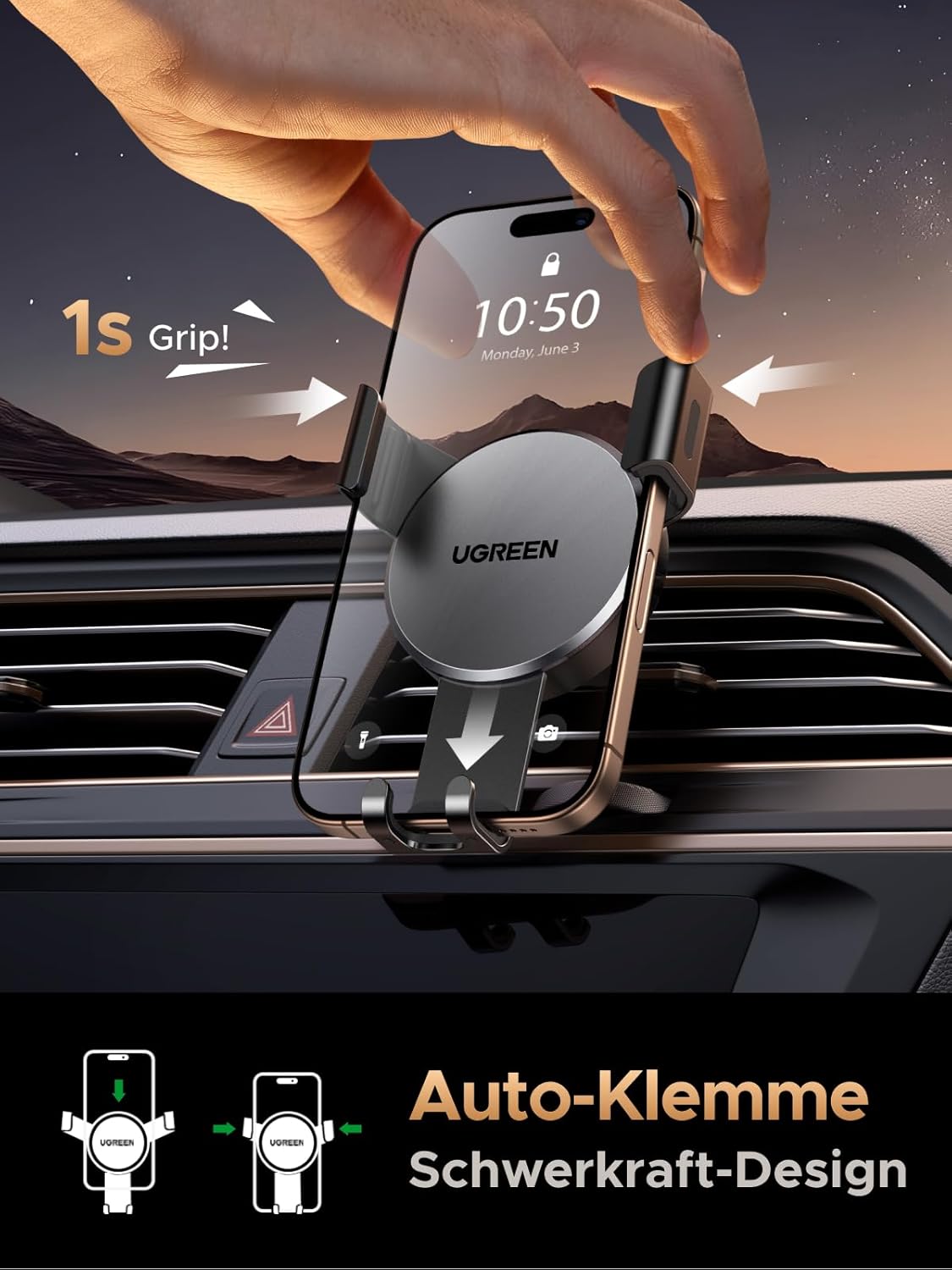 Detalle de UGREEN Handyhalterung Auto Lüftungsschacht Halterung