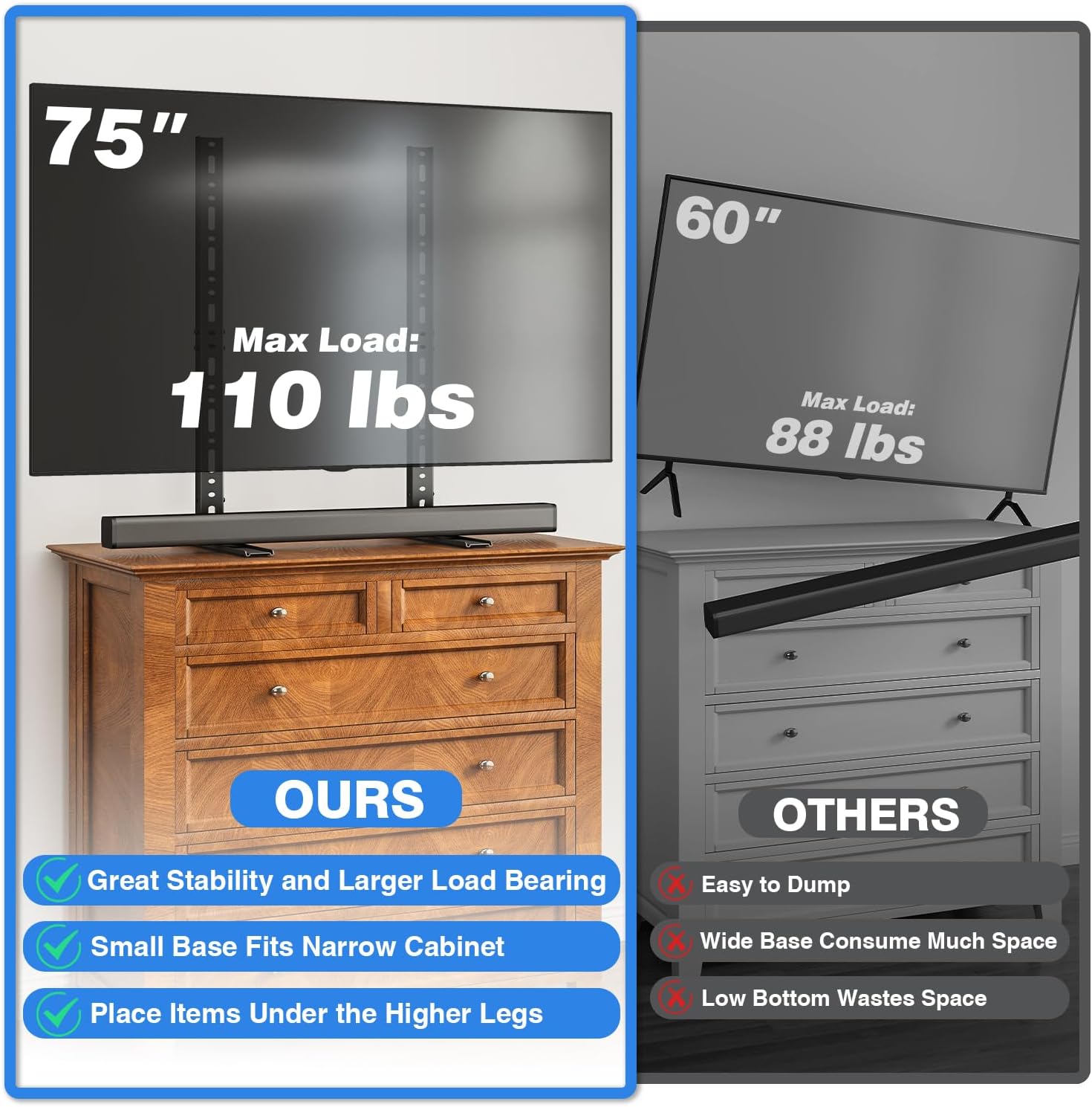 Thumbnail 6 de Rfiver Universal TV Stand Mount, 110 lbs