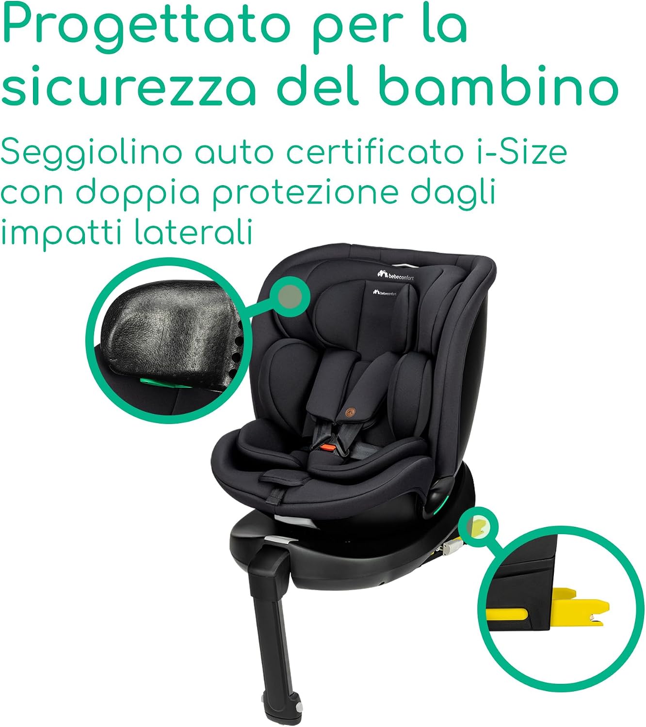 Detalle de Bebeconfort RevolveFix Plus 360 i-Size: Seggiolino auto girevole 0-36 kg, ISOFIX, 8 posizioni di reclinazione, tessuti traspiranti