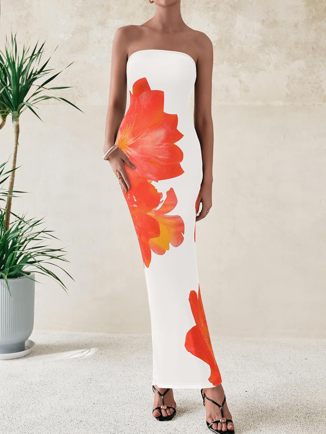 Thumbnail 4 de PrettyGarden Women Summer Strapless Maxi Dress: Floral Bodycon Dress for Weddings & Events