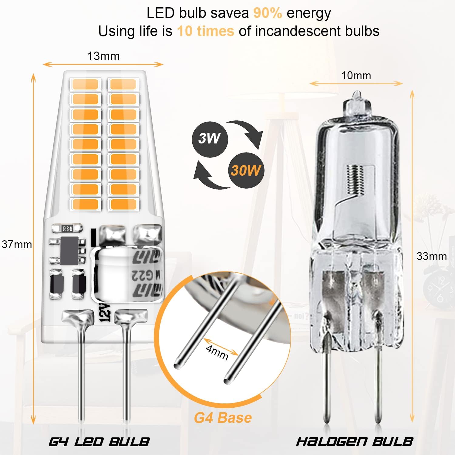 Detalle de Auting G4 LED 3W Warmweiß 3000K