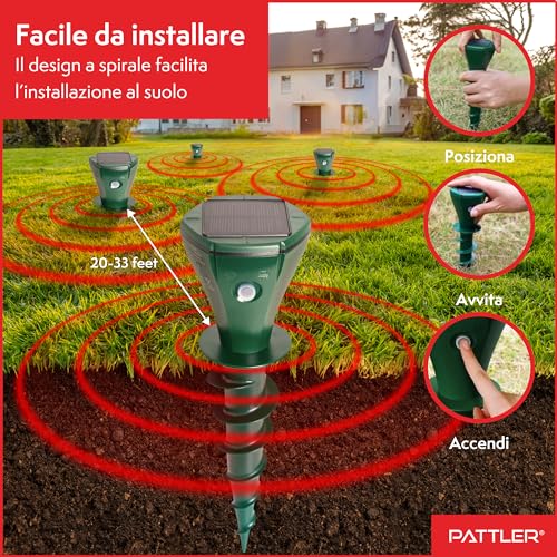 Thumbnail 6 de PATTLER Scaccia Talpe Solare a Ultrasuoni Impermeabile – 2 pezzi, repellente serpenti e topi