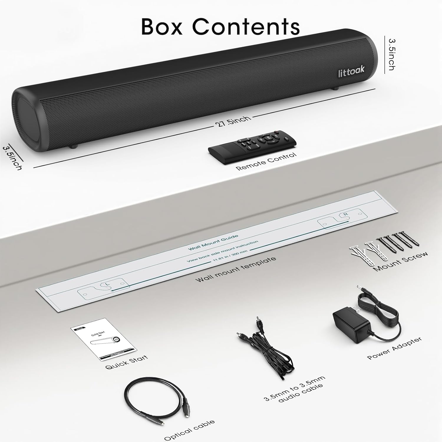 Thumbnail 6 de LITTOAK 16 Inch TV Soundbar with HDMI ARC, Bluetooth 5.0 and Wall Mounting