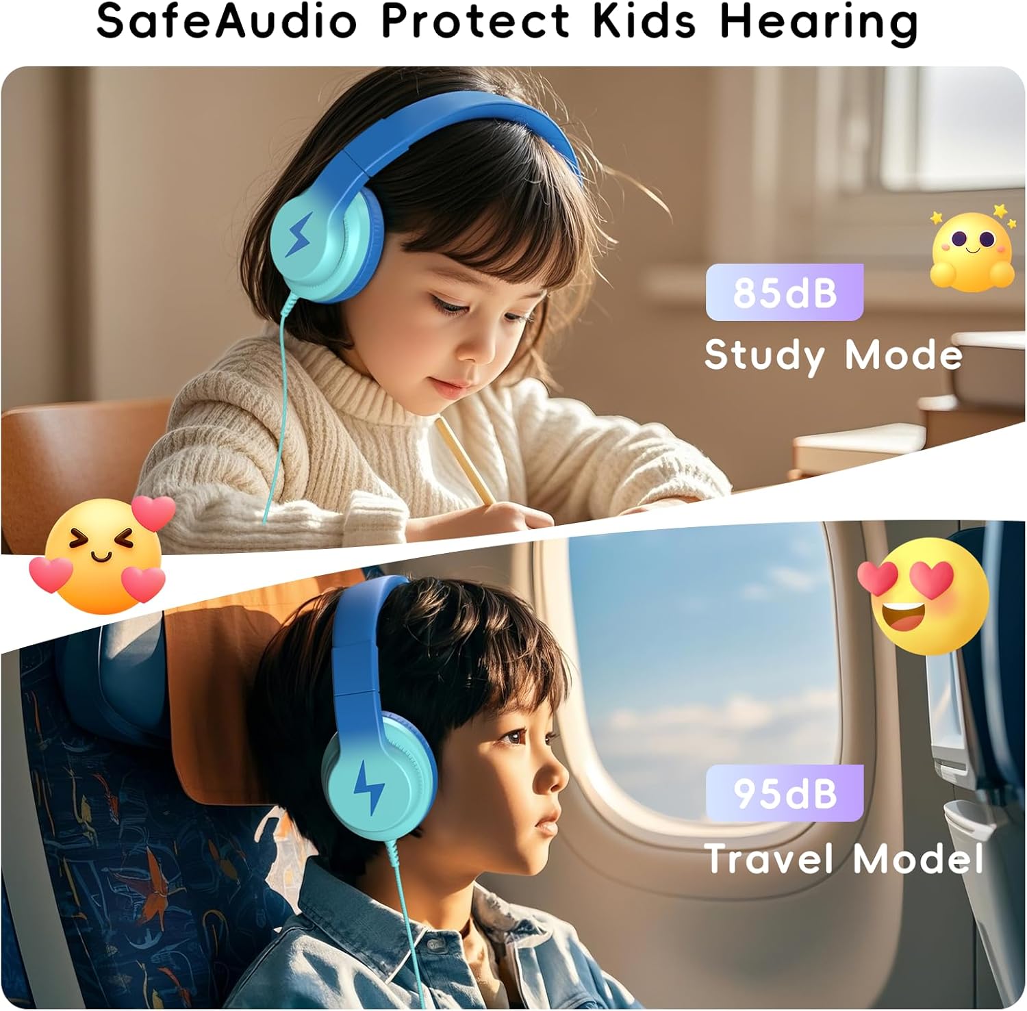 Thumbnail 1 de Candy Bila Kids Headphones with Microphone (Gradient Blue) – Wired, Foldable, 85/94dB Volume Limit