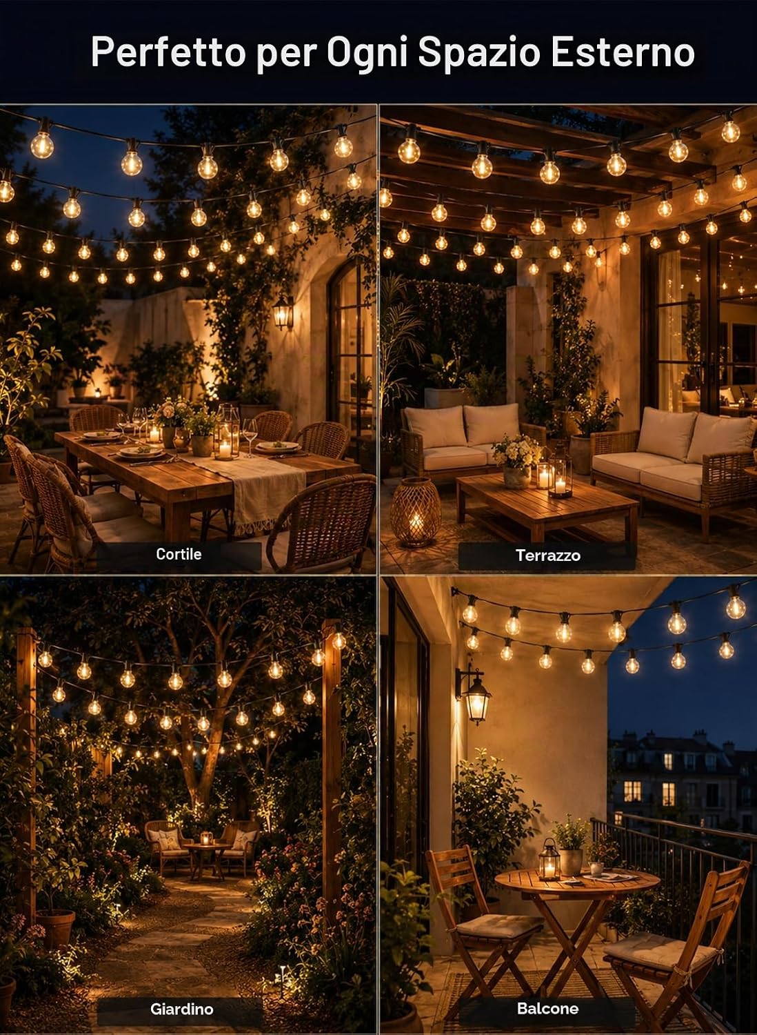 Detalle de Yuucio 60M Catena Luminosa Esterno IP45: luci a LED per giardino e feste, 66 m opzionali