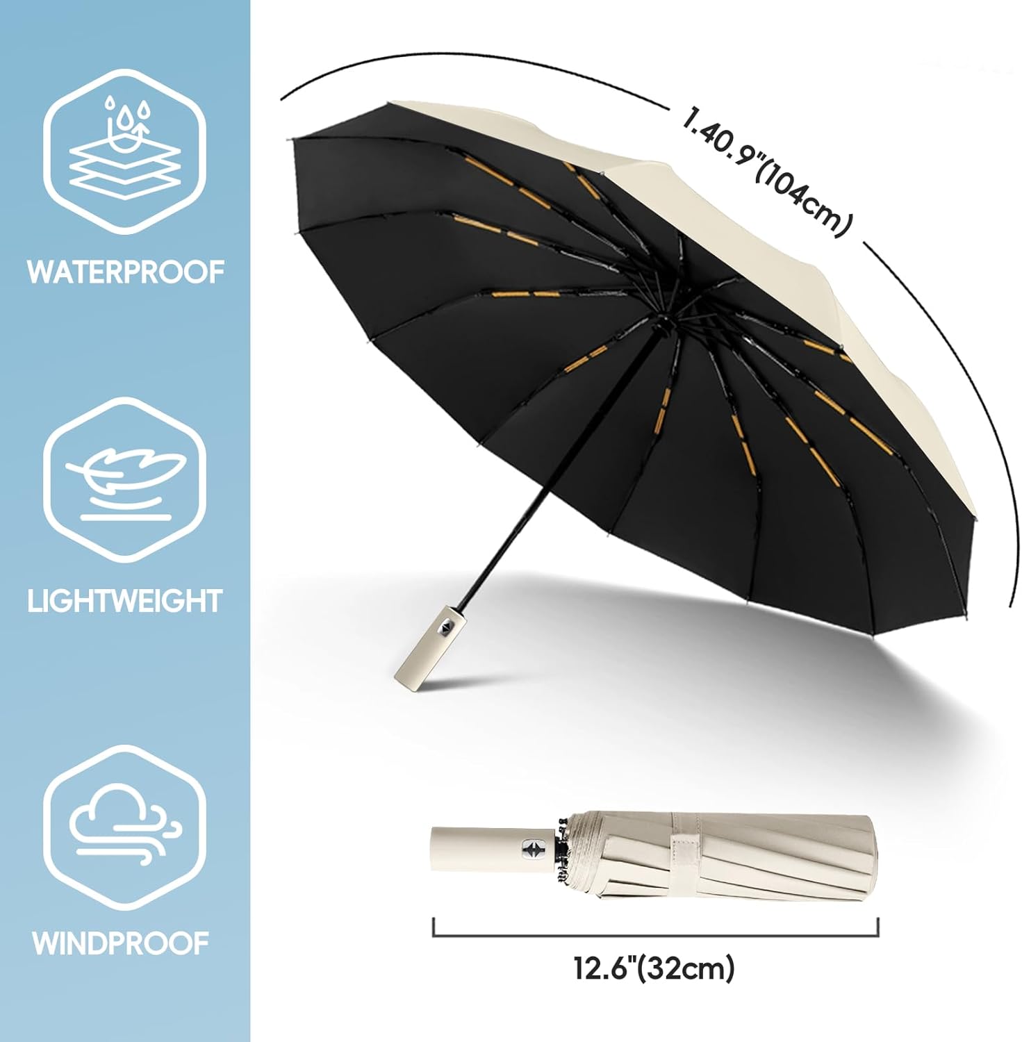 Detalle de Lusibaka Umbrella Windproof 42-inch Extra Large Automatic Folding