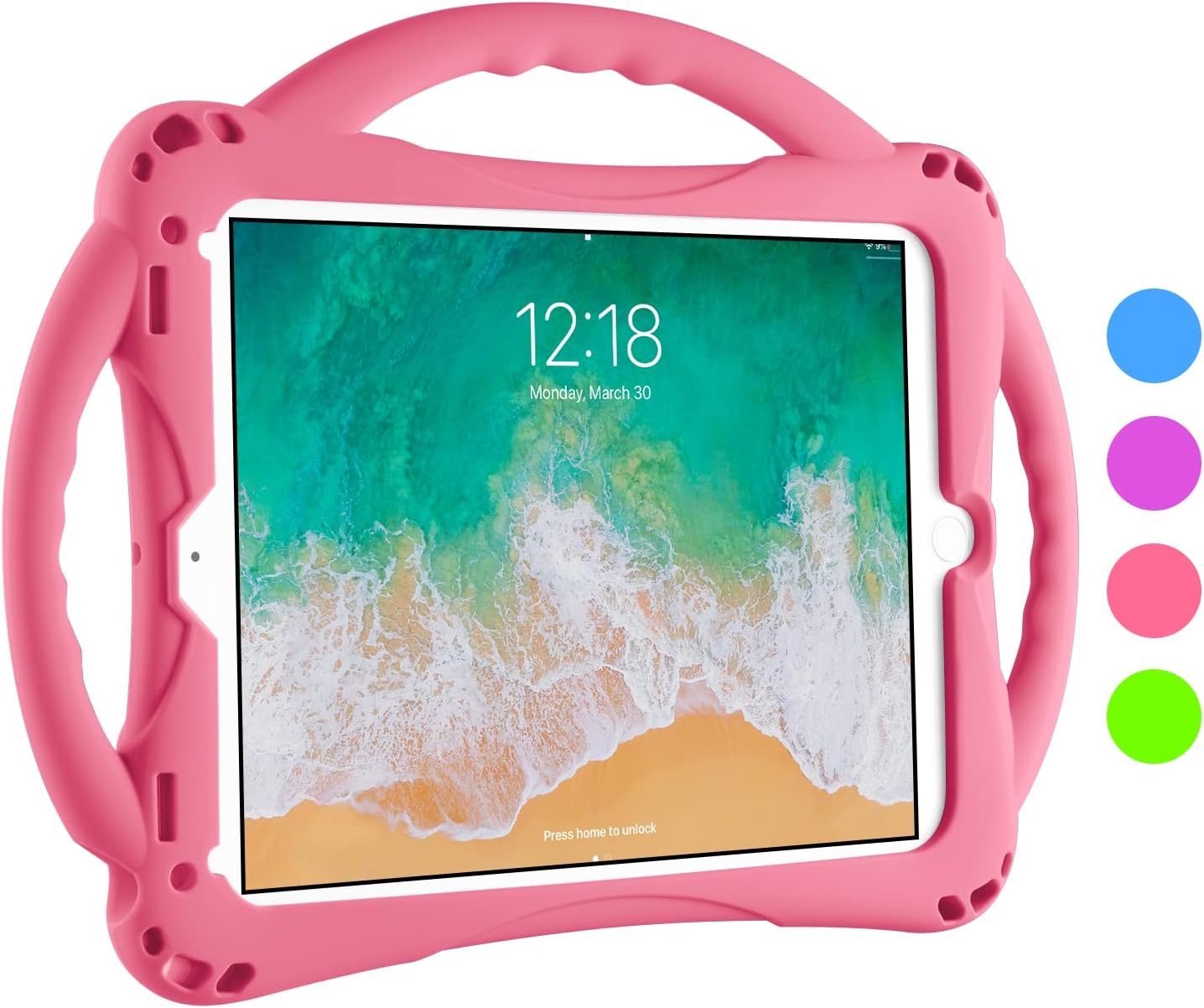 Detalle de TopEsct Kids Case for 9.7-inch iPads (6th/5th Gen, Air 1st/2nd Gen, Pro 2016) with Built-in Kickstand, Handle and Strap – Pink