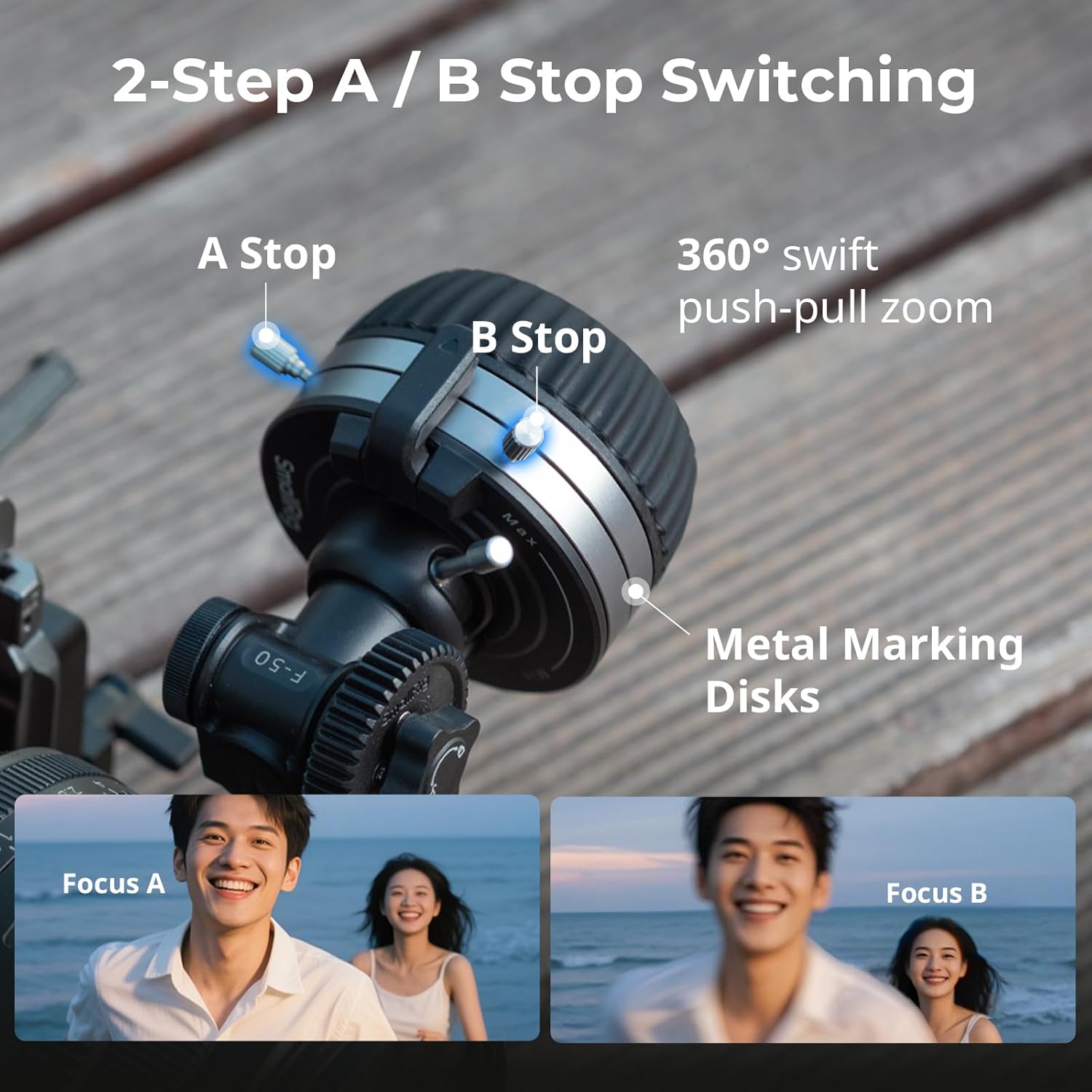 Thumbnail 4 de SMALLRIG Follow Focus F50 4745 – levier d’amortissement dynamique et contrôle AB sur tige 15 mm