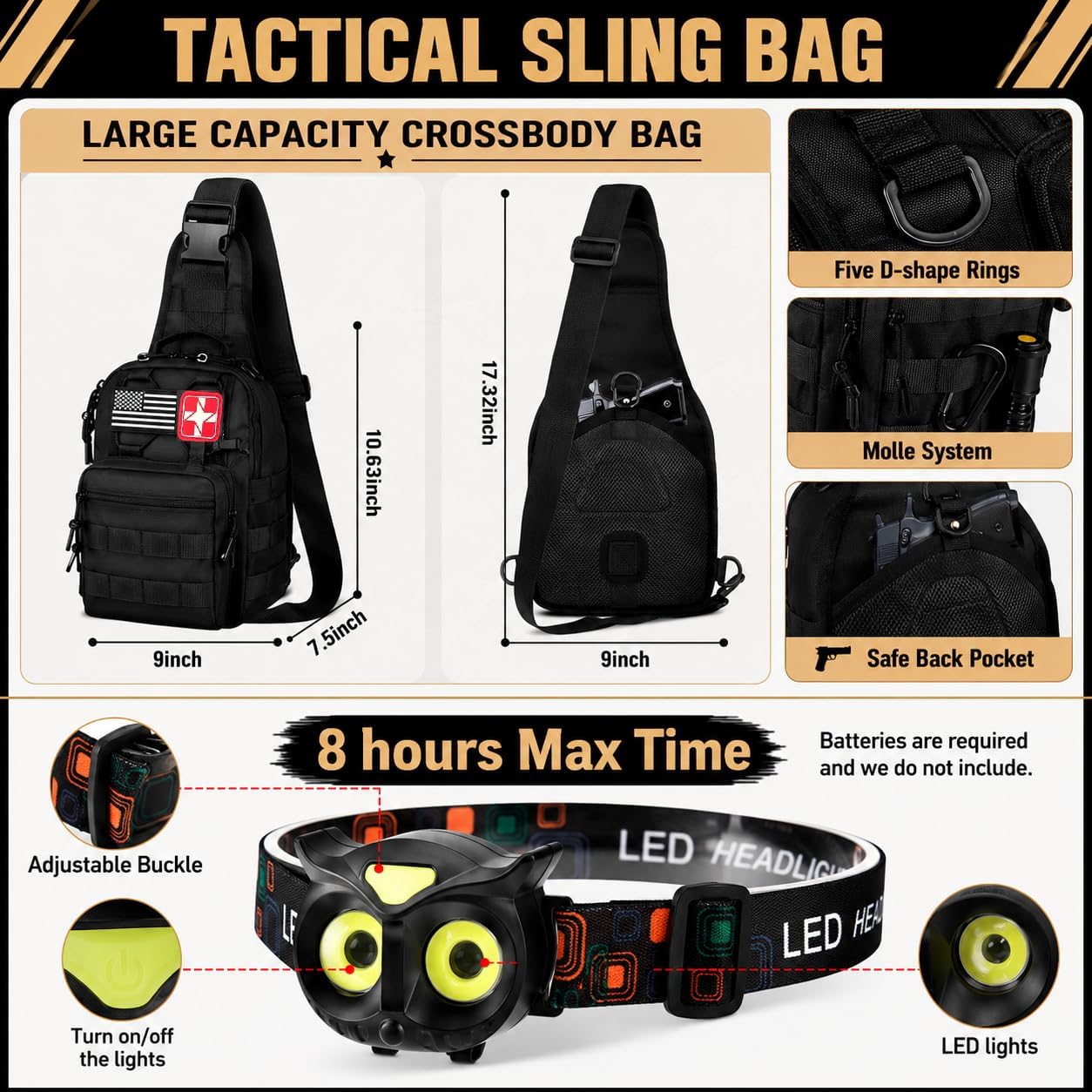 Detalle de ANJiME 294-Piece Survival Kit with First Aid Supplies, MOLLE Bag and Outdoor Tools