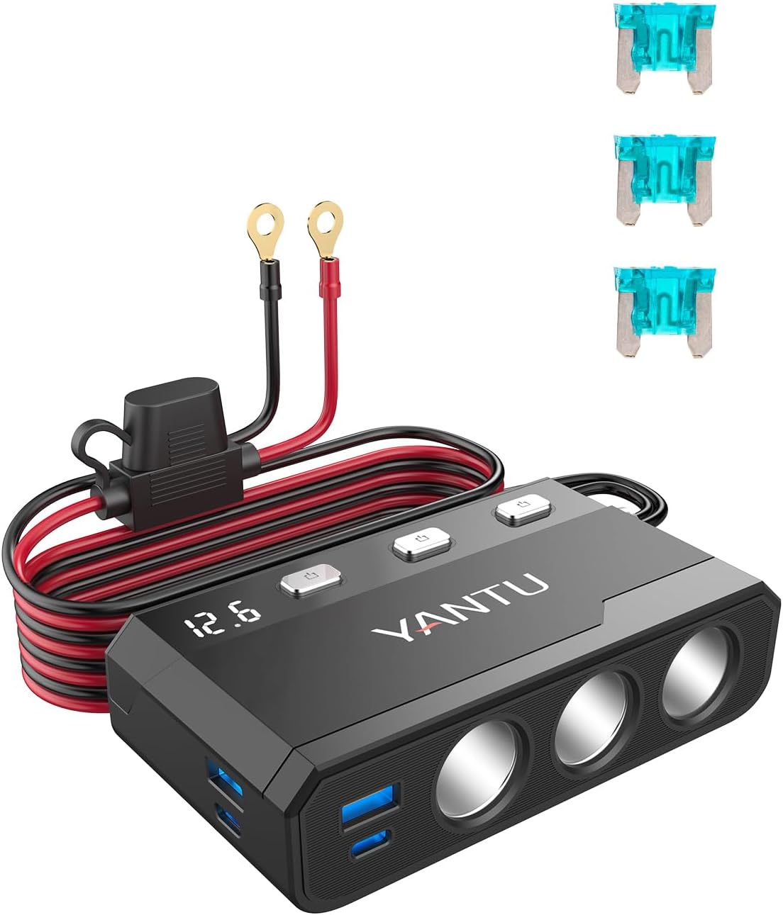 Detalle de YANTU 270W Car Cigarette Lighter USB Socket