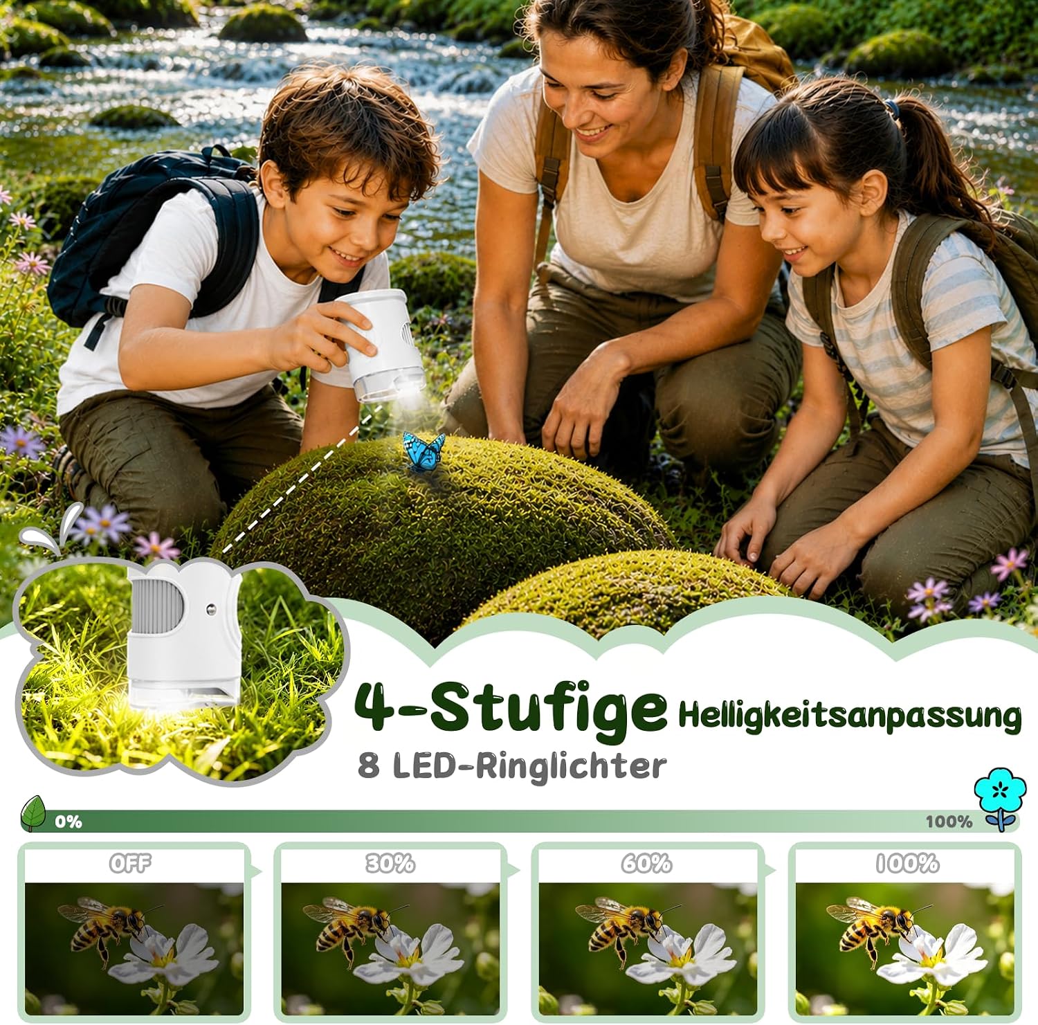 Thumbnail 2 de ASPOVEN Digitales Mikroskop für Kinder 1000X – Abenteurer Modell mit 2-Zoll HD-Bildschirm