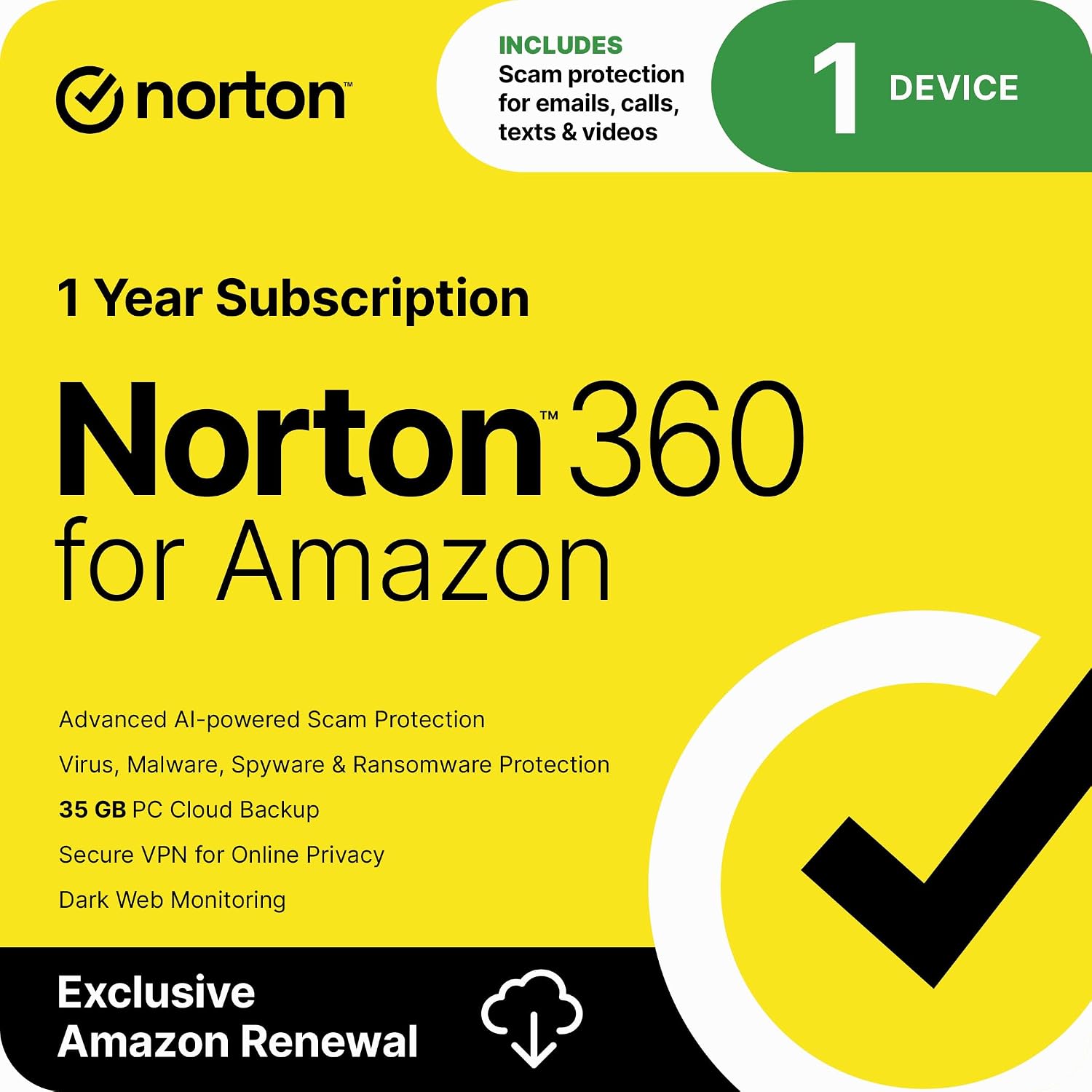 Thumbnail 6 de Norton 360 for Amazon: Antivirus for Up to 5 Devices with AI Scam Protection, VPN, and Dark Web Monitoring