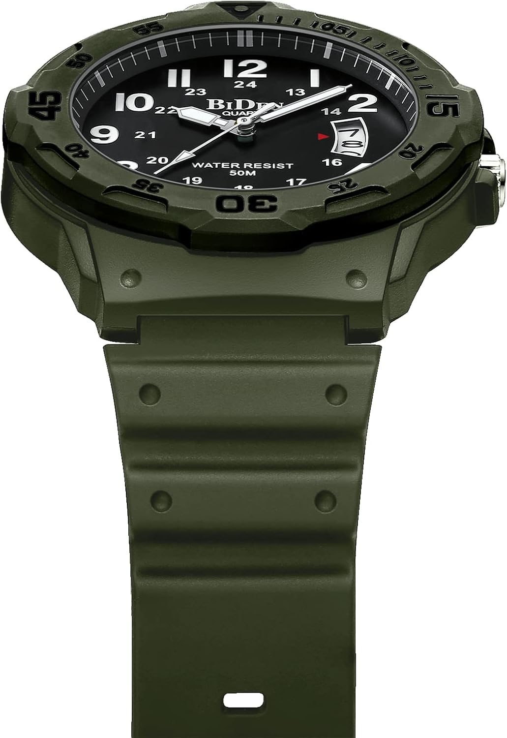 Thumbnail 3 de HANPOSH Herren Analog-Quarzuhr mit Datum, 50M wasserfest und Silikonarmband (Mineralglas)