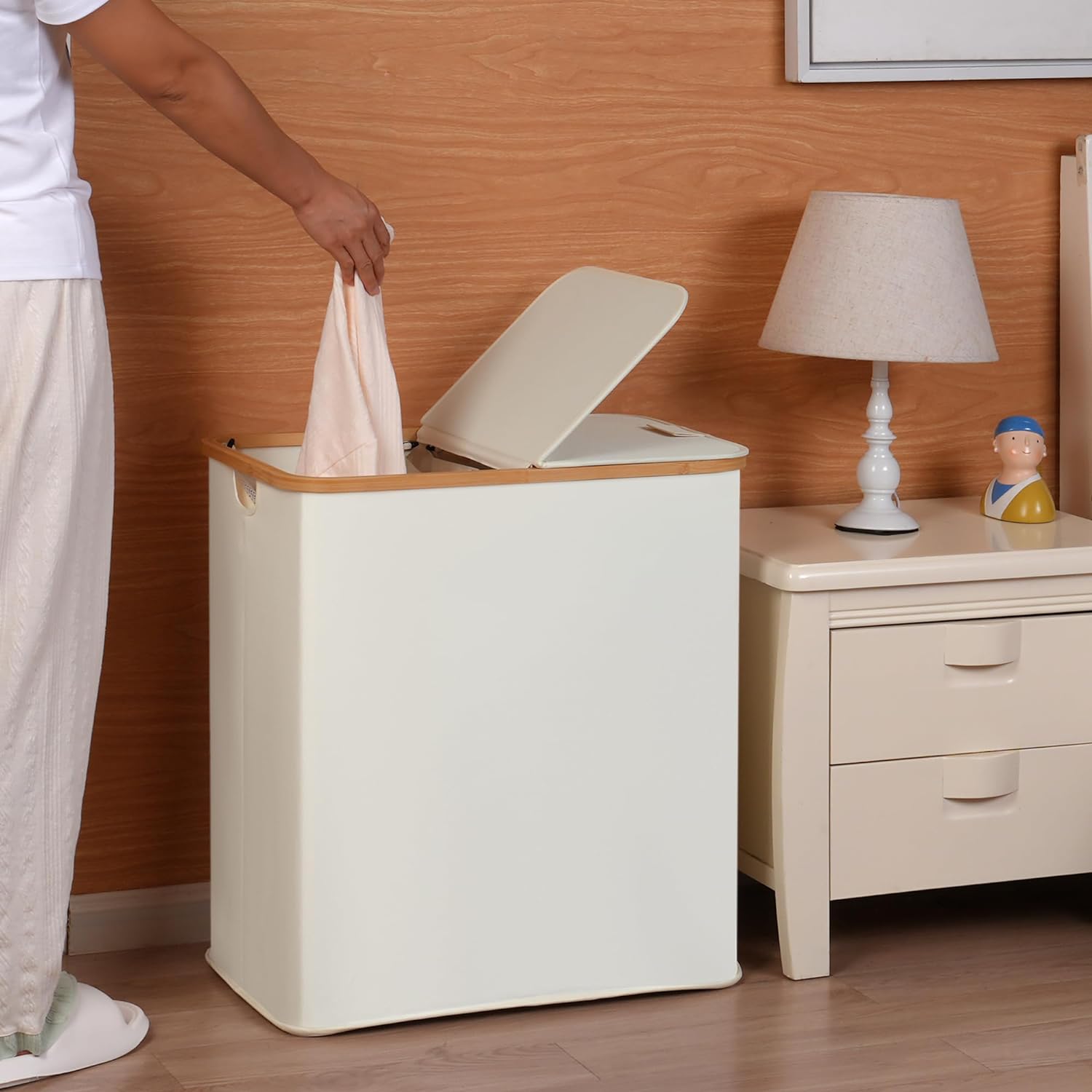 Thumbnail 5 de efluky 140L Laundry Baskets with Lid (2 Compartments) – Large Linen Hamper with Removable Bags