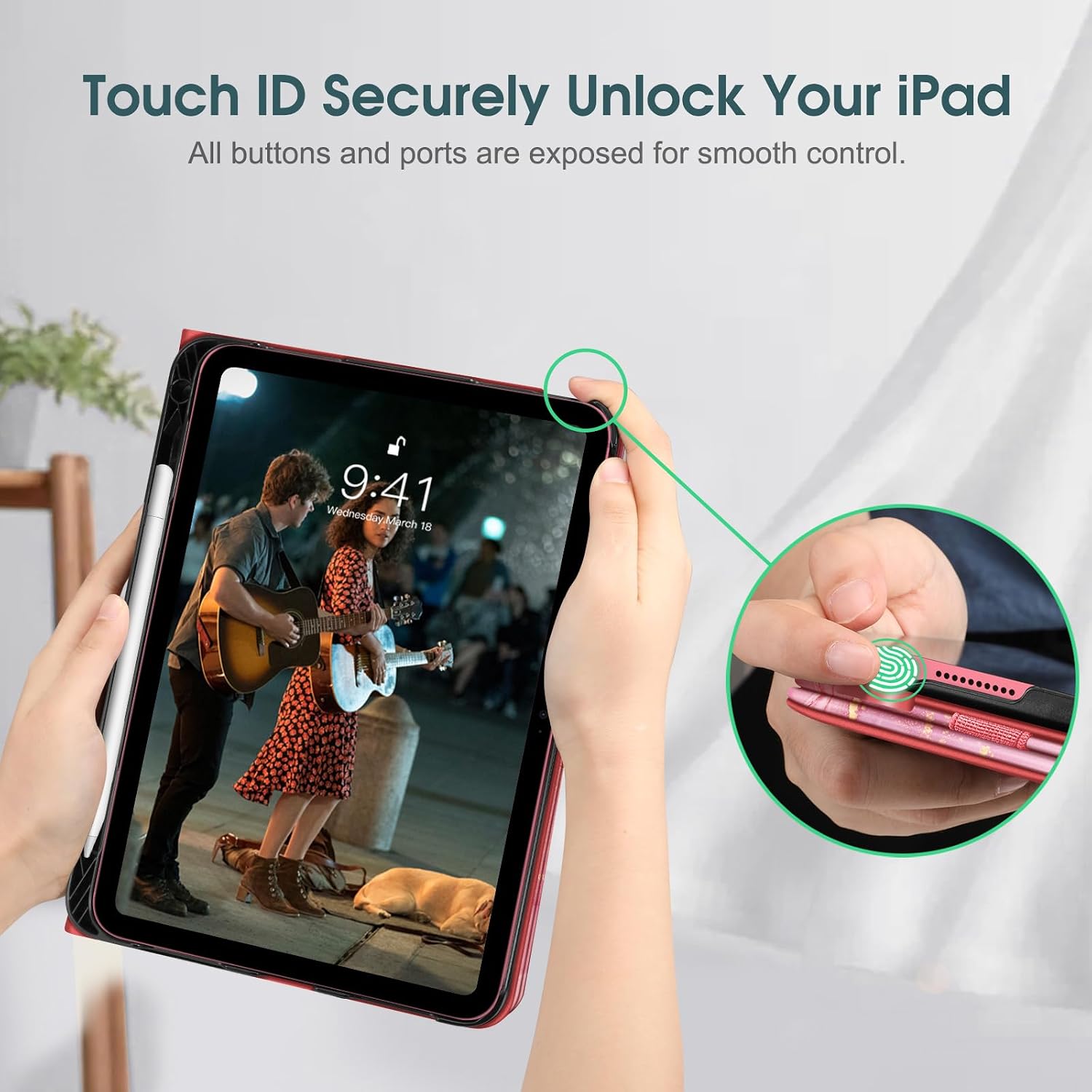 Detalle 2 de FINTIE EPAS083 Folio Case for iPad (A16) and 10th Gen, Marble Pink